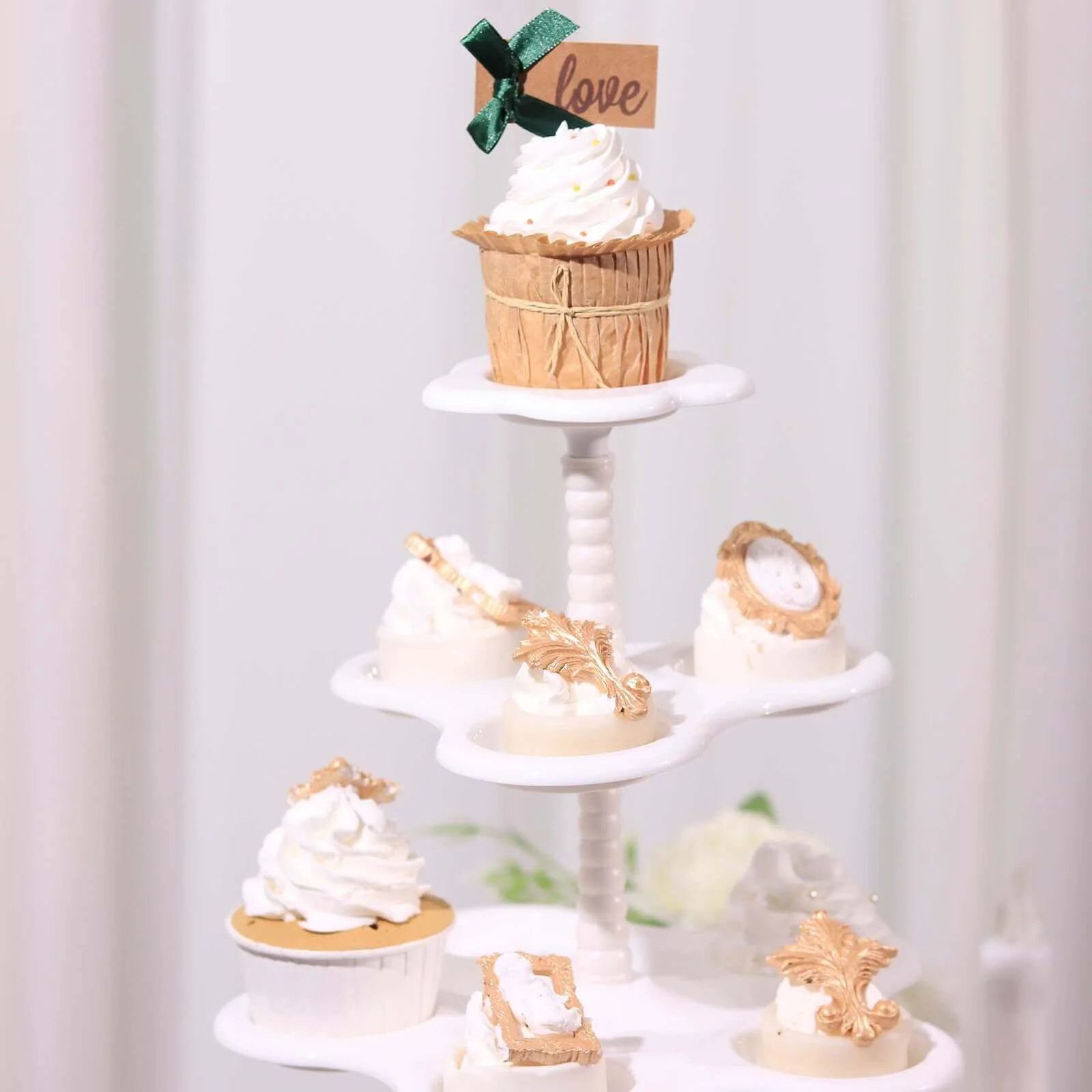 5-Tier Plastic Cupcake Stand Holder 18" White Scalloped Edge Design - Multi-Use Dessert Tower for Stylish Party Treats Display - Image 12