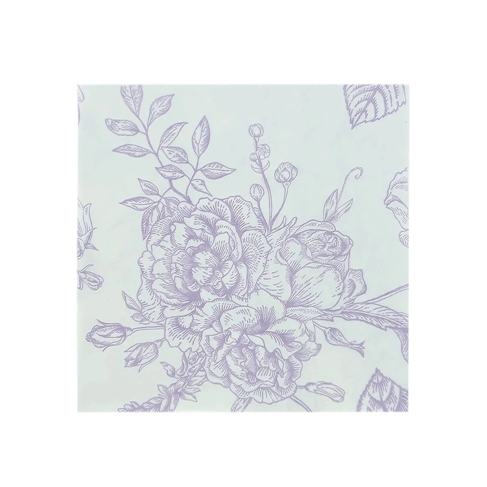 50 Pack 2-Ply Paper Cocktail Napkins in Matte Lavender and White French Toile Floral Pattern, Highly Absorbent Soft Disposable Beverage Napkins - Image 7