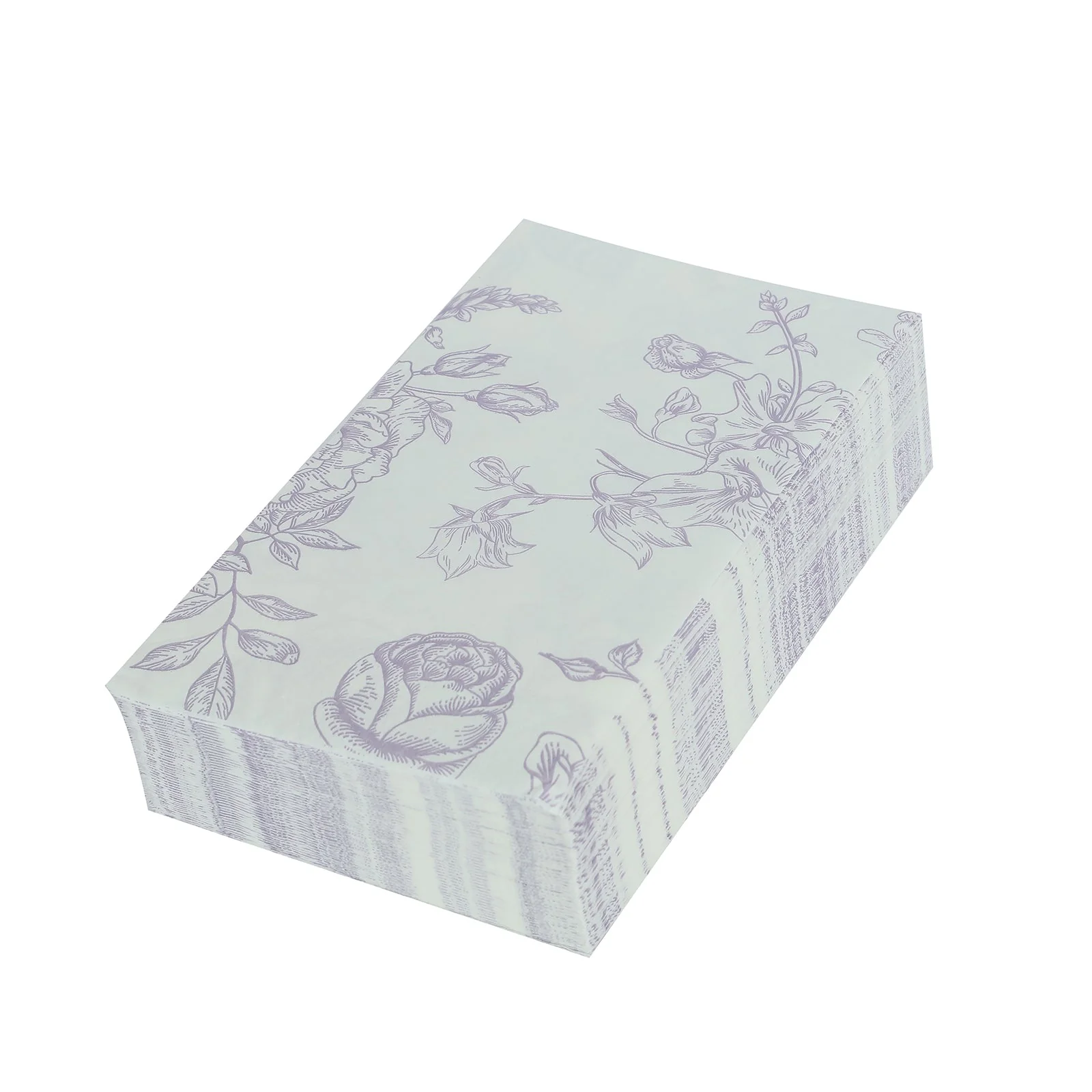 50 Pack 2-Ply Paper Dinner Napkins in French Toile Floral Pattern, Matte Lavender and White Highly Absorbent Soft Disposable Party Napkins - Image 7