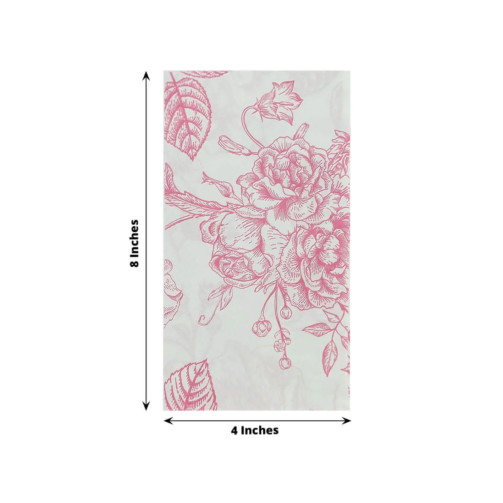50 Pack 2-Ply Paper Dinner Napkins in French Toile Floral Pattern, Matte Pink and White Highly Absorbent Soft Disposable Party Napkins - Image 2