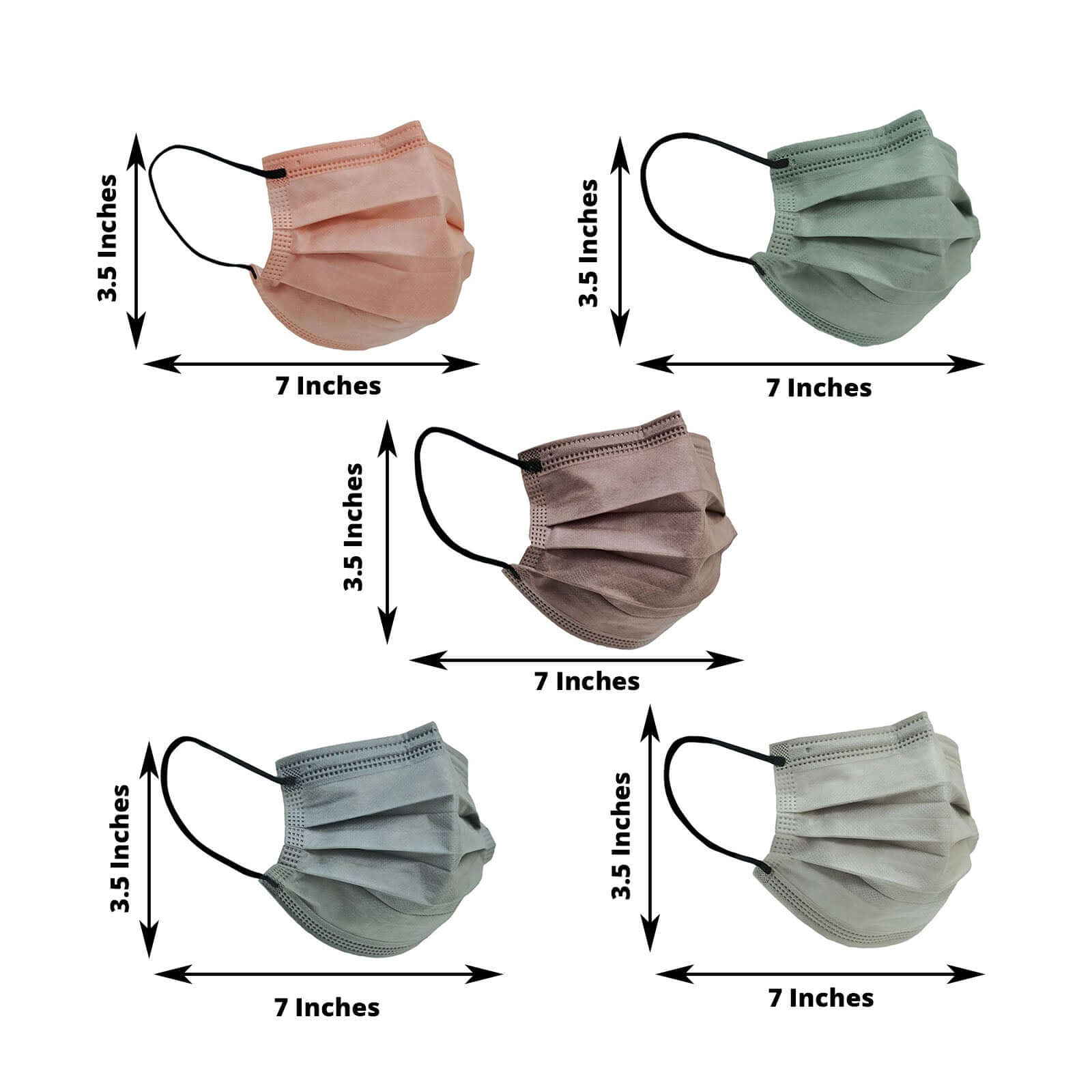 50 Pack Assorted Colors Disposable Face Mask Non Woven Mask with Ear Loop 3 Ply - Image 3