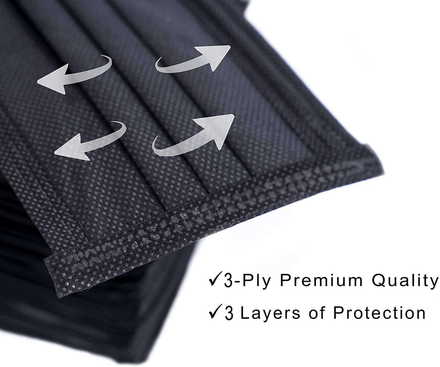 50 Pack Black Disposable Face Mask Non Woven Mask with Ear Loop 3 Ply - Image 8
