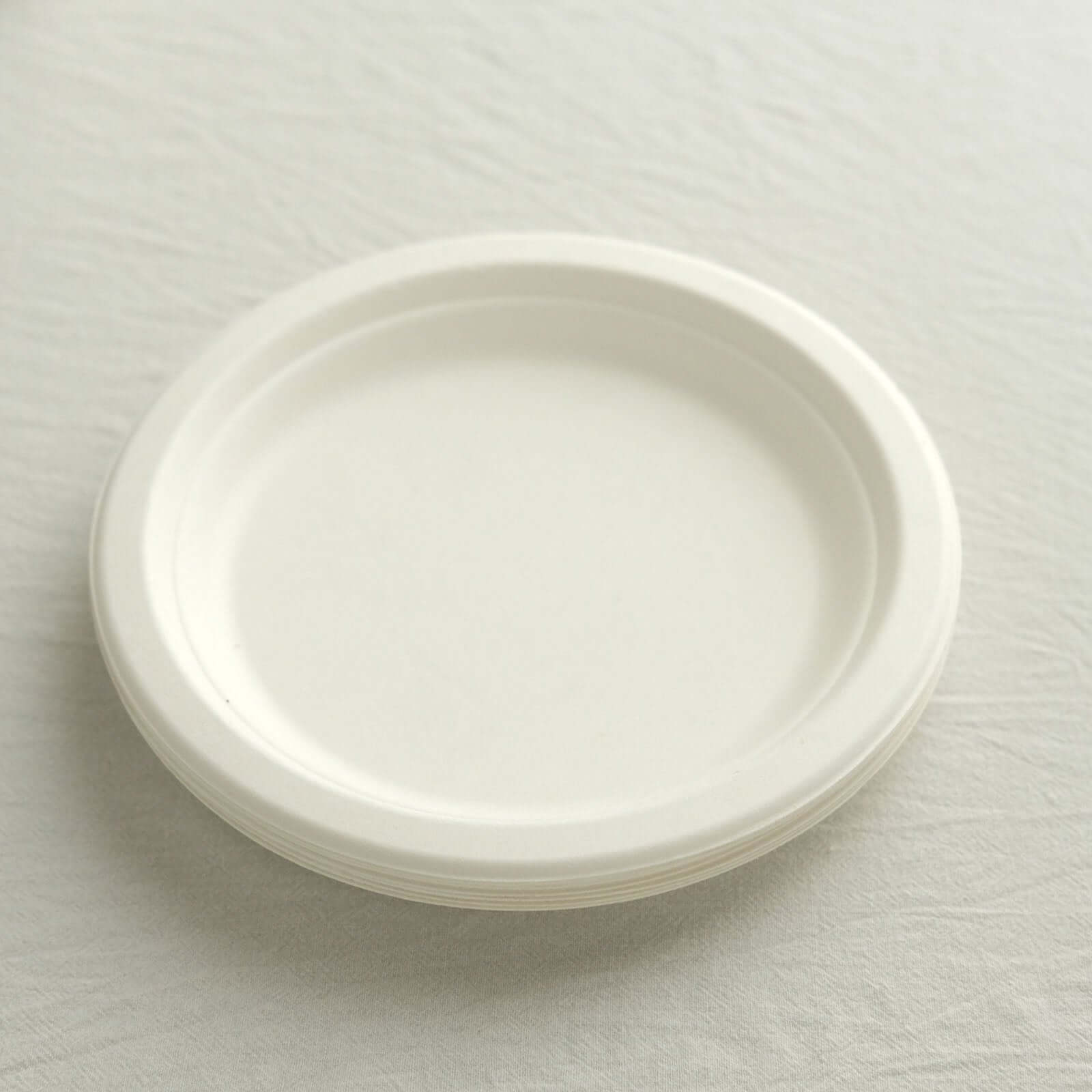 50-Pack Bagasse Round Dessert Plates 7" White - Eco-friendly Disposable Sugarcane Appetizer Salad Plates for Weddings & Nature Inspired Events - Image 12