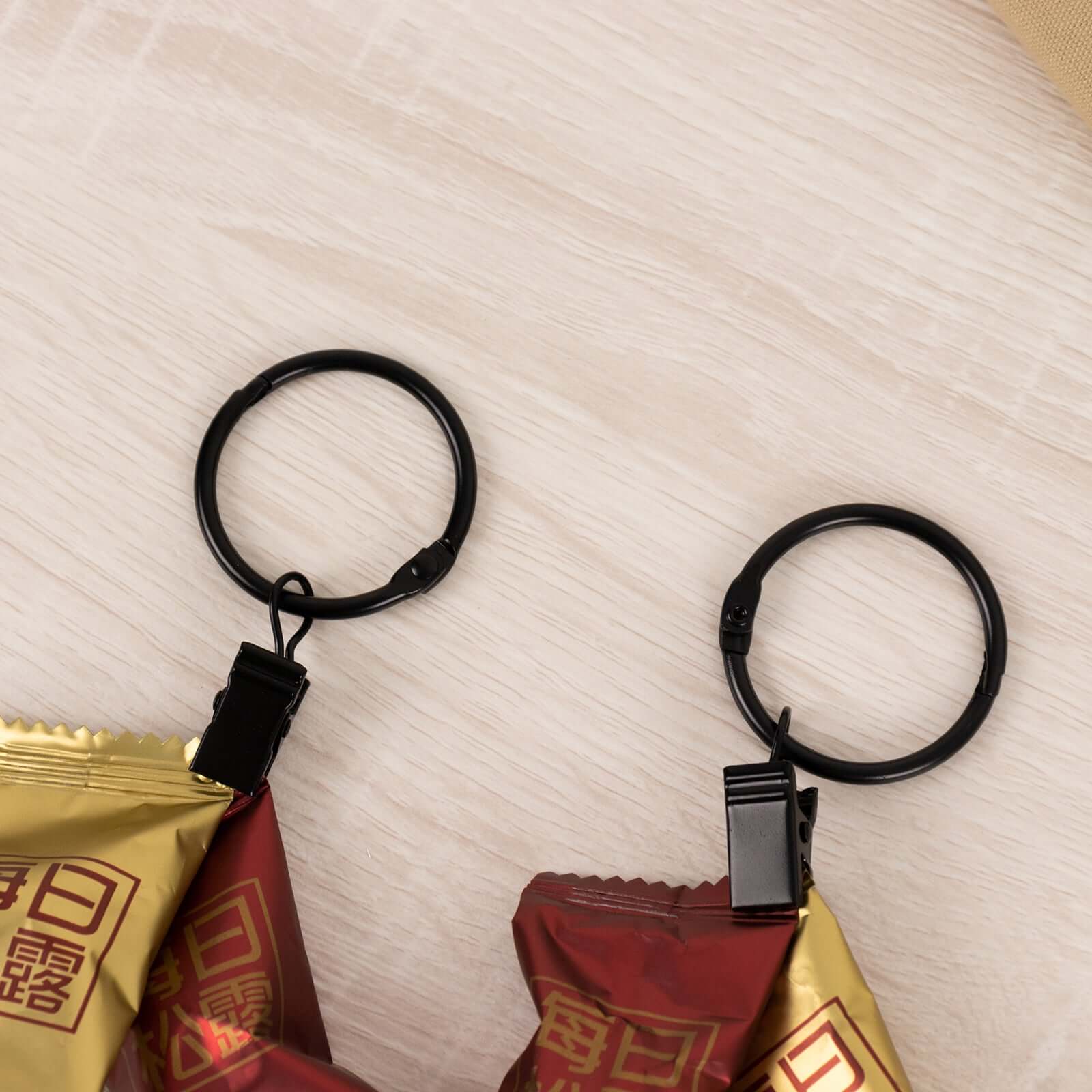 50 Pack Black Metal Openable Drapery Curtain Rings with Clips, Heavy Duty Rustproof Backdrop Clip Hangers - 1.5" - Image 2