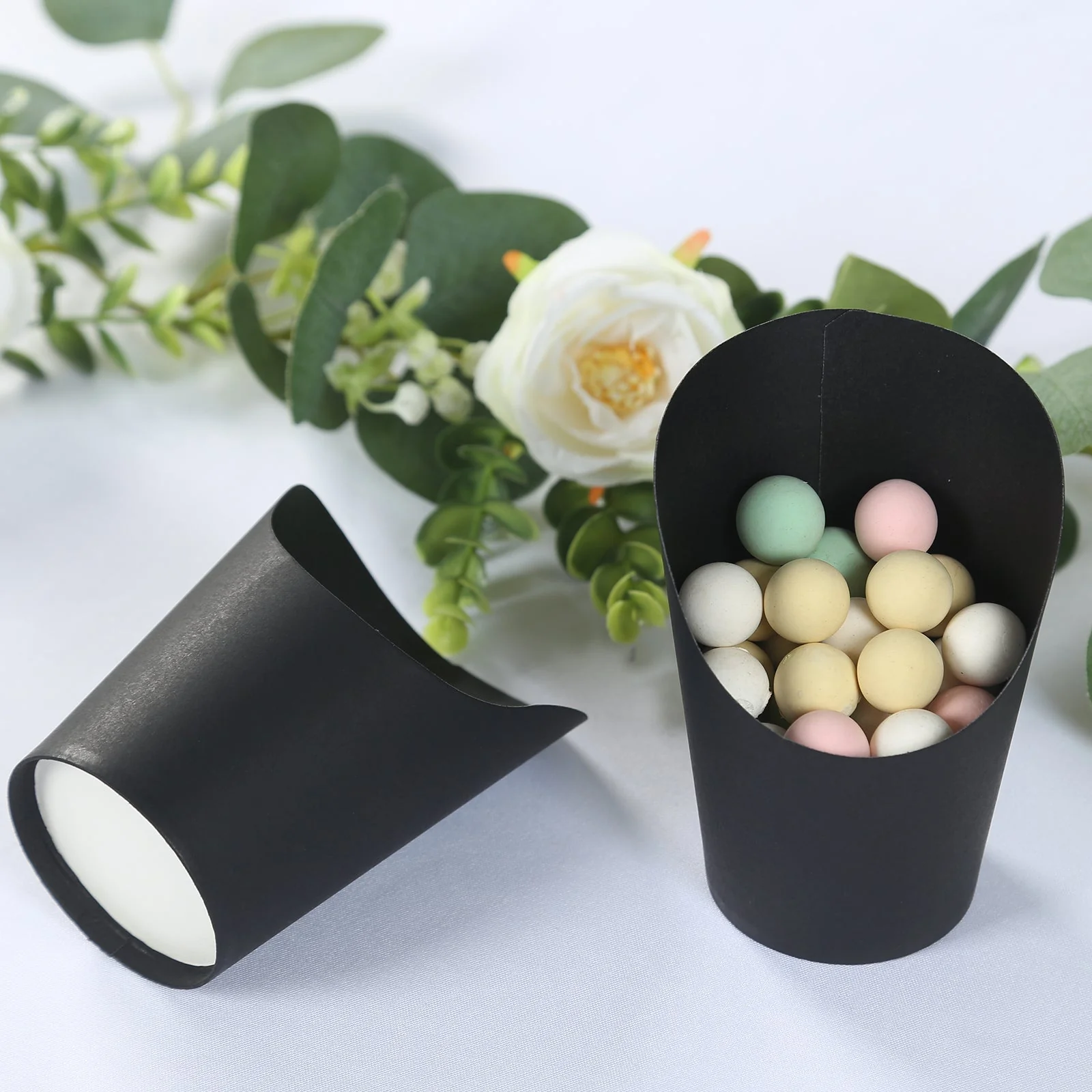 50-Pack Black Paper Popcorn Box Snack Cups 14oz, Disposable Appetizer Cone Cups - Sturdy and Food Grade - Image 8