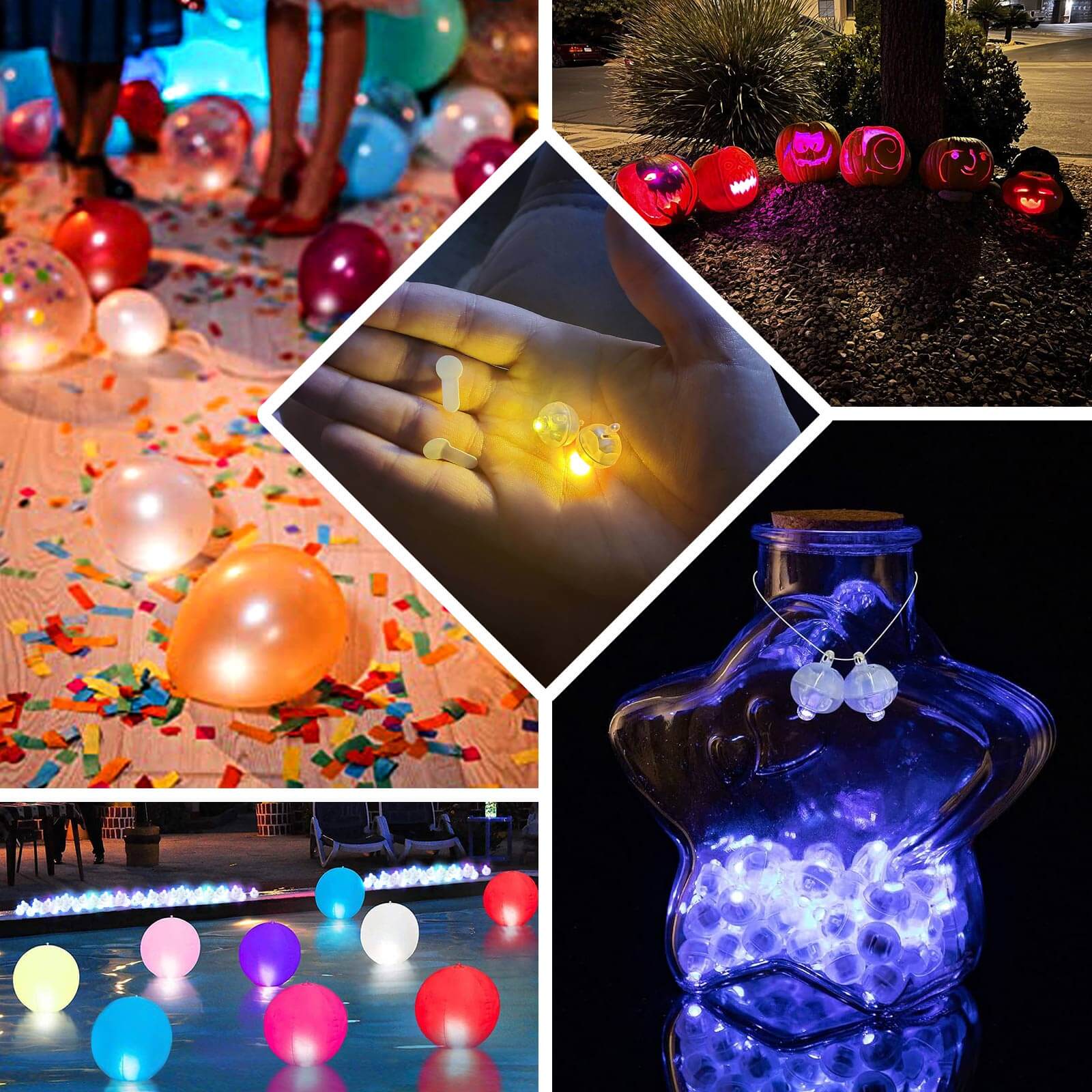 50-Pack LED Balloon Lights 0.5" Round - Light Blue Mini Waterproof Battery Operated Balls - Image 5