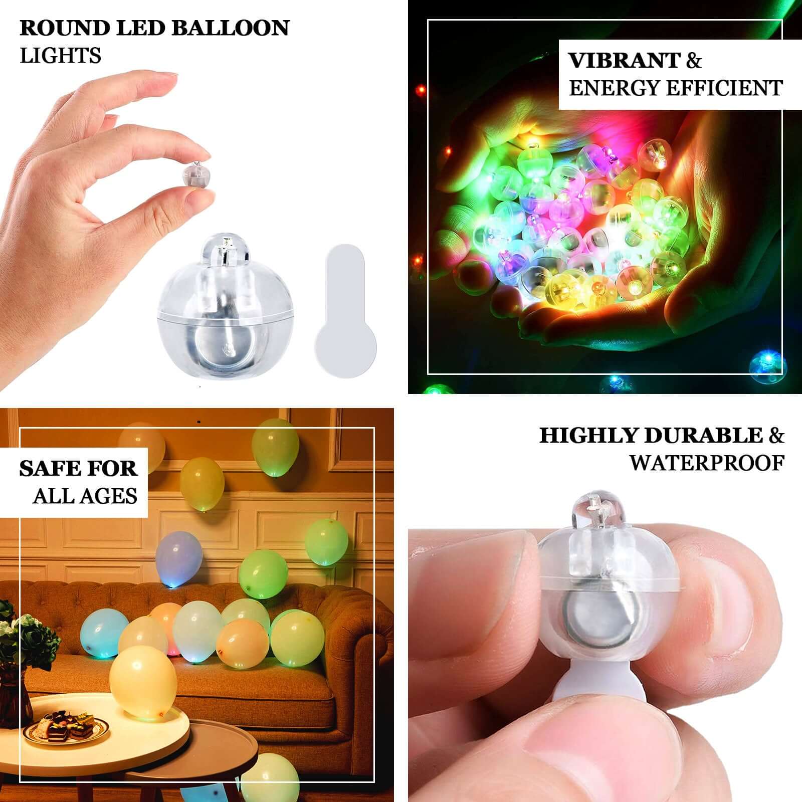 50-Pack LED Balloon Lights 0.5" Round - Purple Mini Waterproof Battery Operated Balls - Image 4
