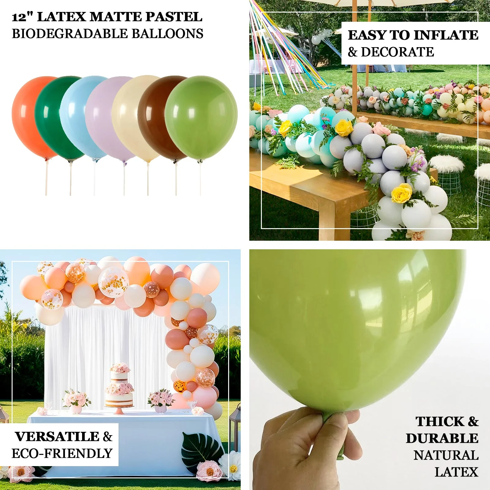 50 Pack Matte Pastel Beige Biodegradable Balloons, Round Eco-friendly Thick Latex Party Balloons - 12" - Image 4