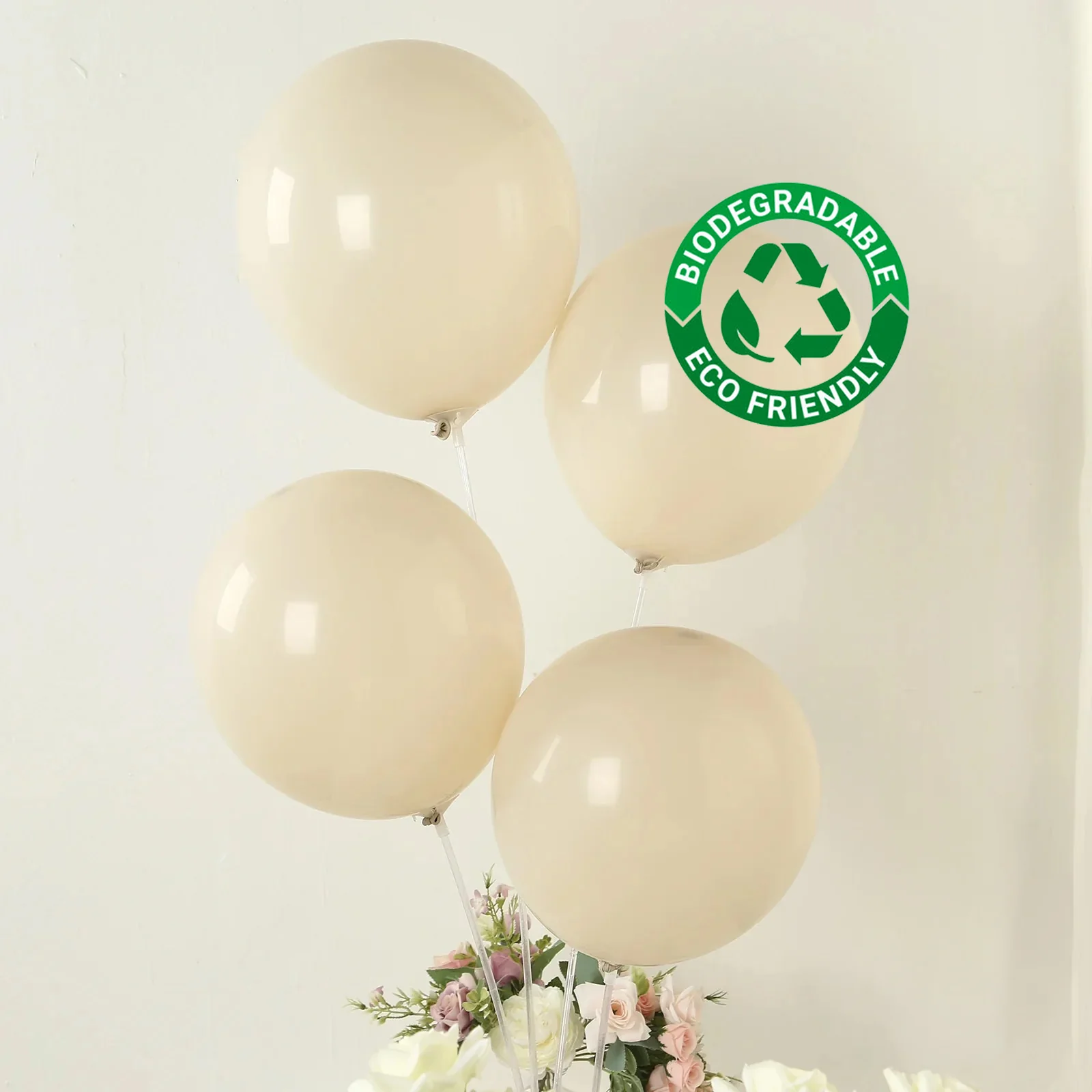 50 Pack Matte Pastel Beige Biodegradable Balloons, Round Eco-friendly Thick Latex Party Balloons - 12" - Image 7