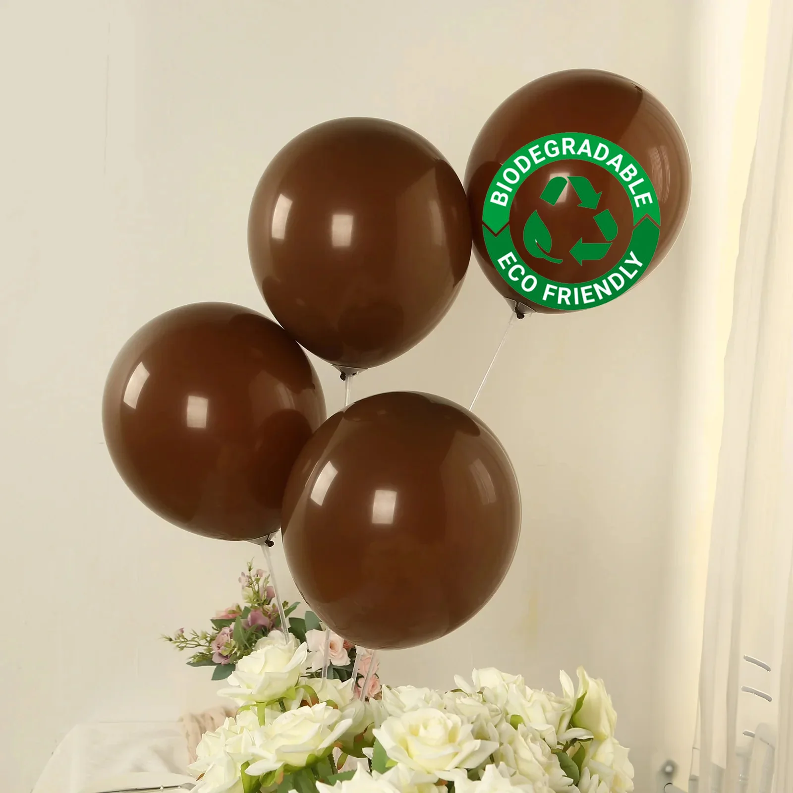 50 Pack Matte Pastel Cinnamon Brown Biodegradable Balloons, Round Eco-friendly Thick Latex Party Balloons - 12" - Image 8