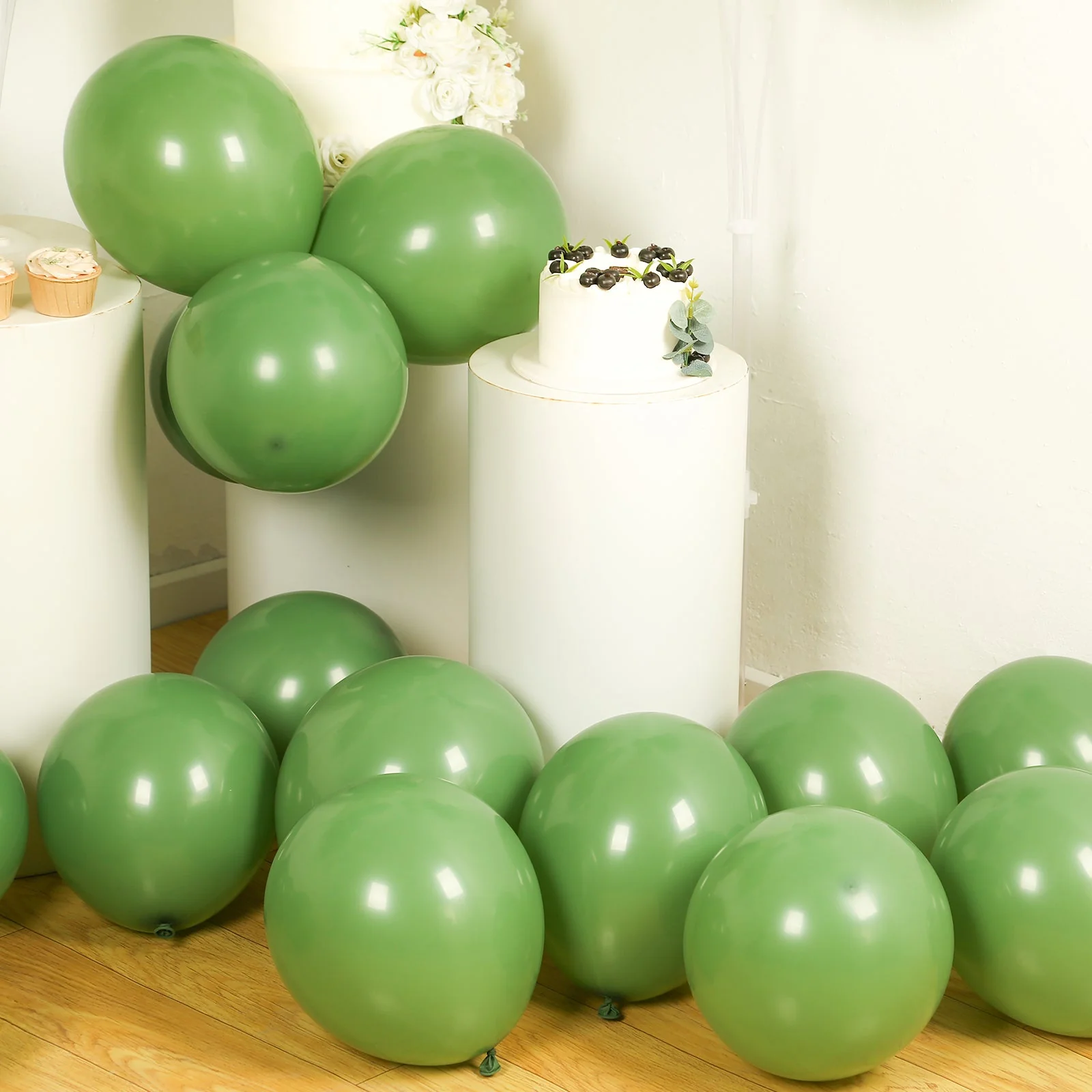 50 Pack Matte Pastel Dusty Sage Green Biodegradable Balloons, Round Eco-friendly Thick Latex Party Balloons - 12" - Image 2