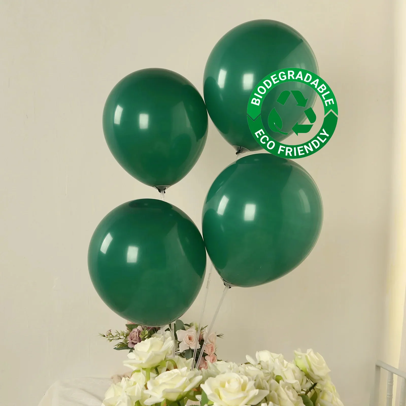 50 Pack Matte Pastel Hunter Emerald Green Biodegradable Balloons, Round Eco-friendly Thick Latex Party Balloons - 12" - Image 8