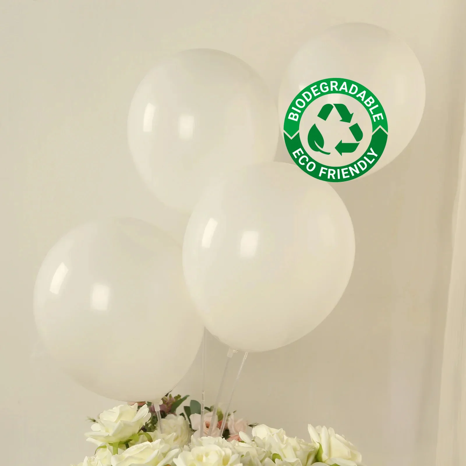 50 Pack Matte Pastel Off White Biodegradable Balloons, Round Eco-friendly Thick Latex Party Balloons - 12" - Image 8