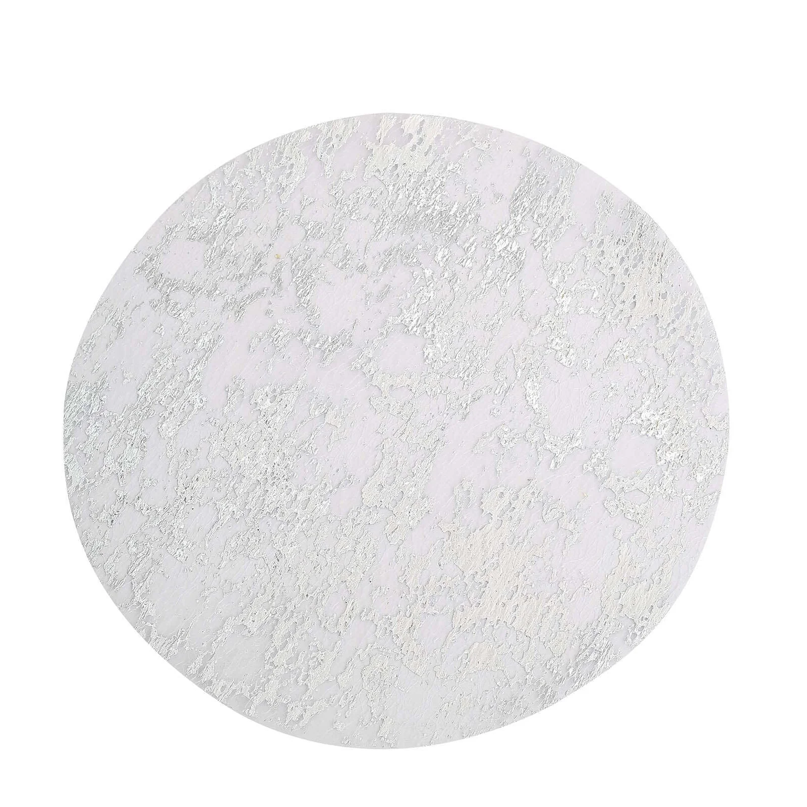 50-Pack Mesh Table Placemats 13" Round Foil Design Metallic Silver - Shiny Disposable Dining Mats - Image 6