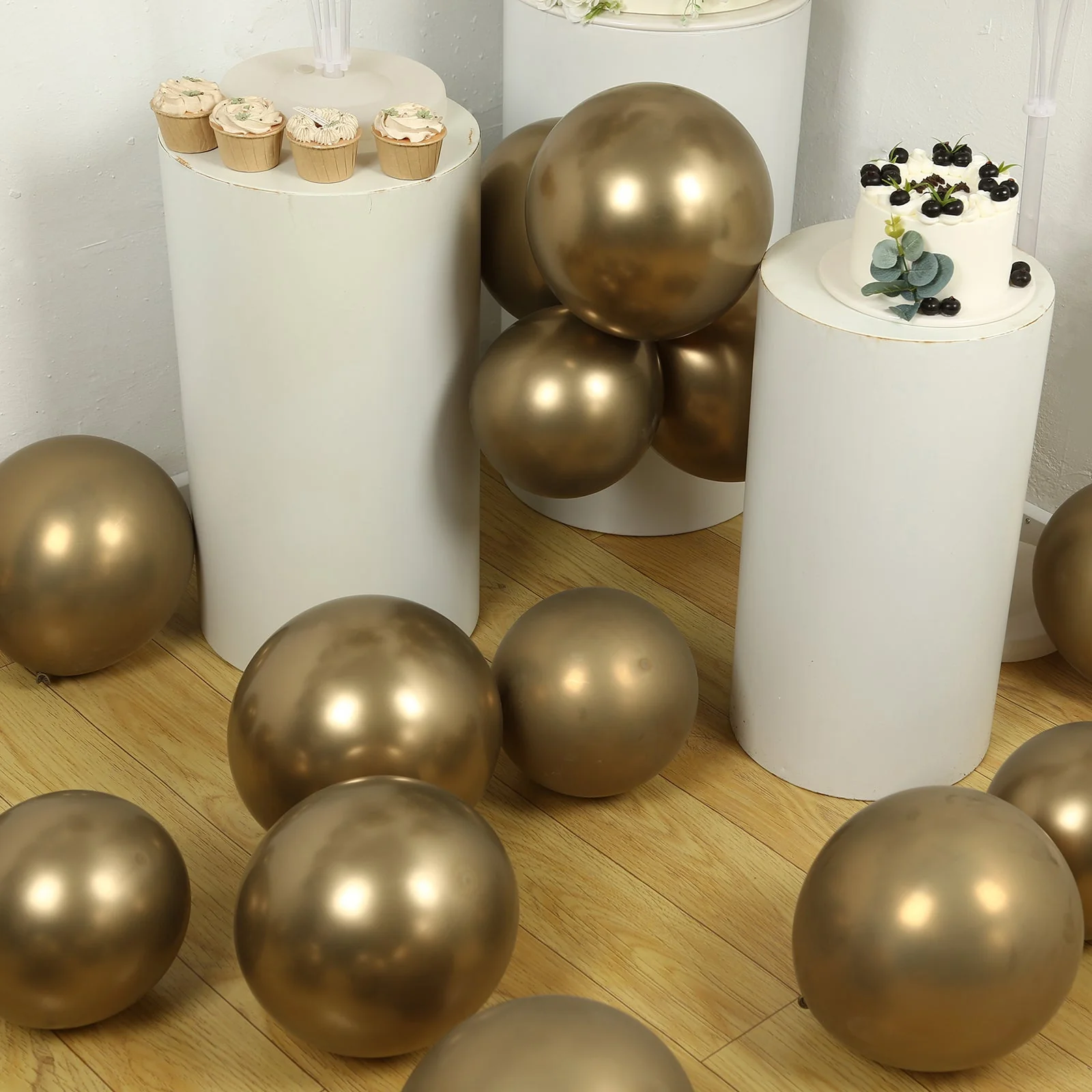 50 Pack Metallic Champagne Biodegradable Balloons, Thick Chrome Latex Party Balloons - 12" - Image 2