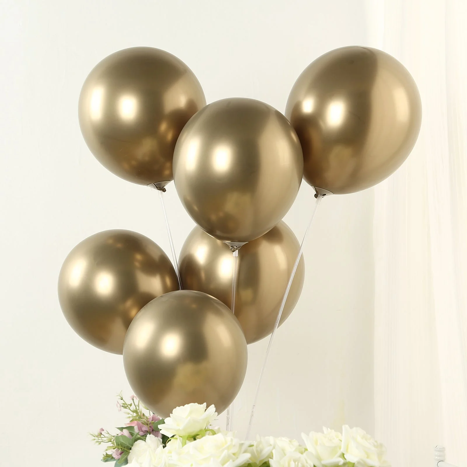 50 Pack Metallic Champagne Biodegradable Balloons, Thick Chrome Latex Party Balloons - 12" - Image 4