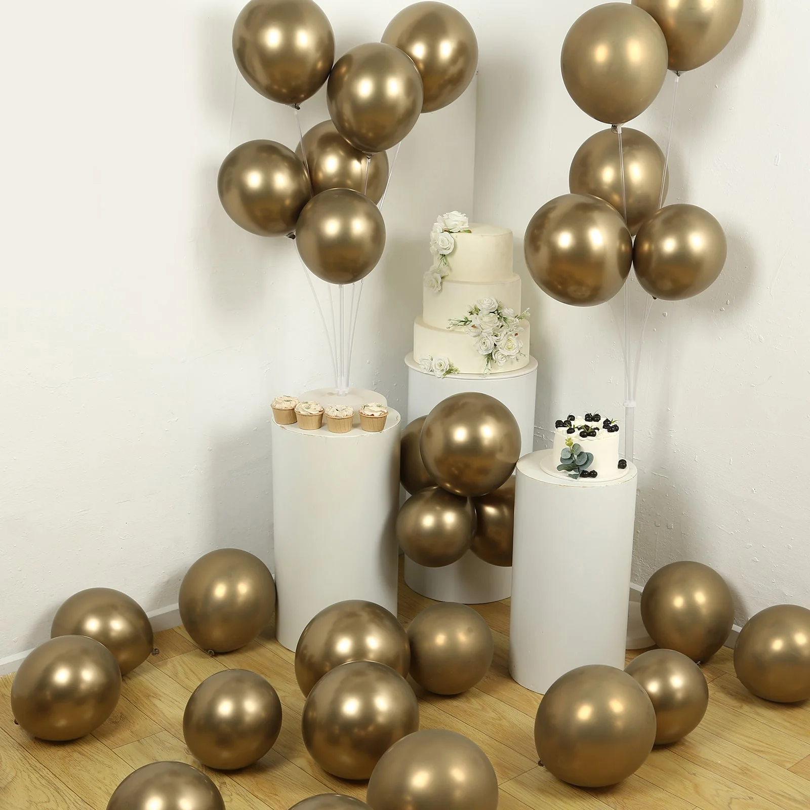 50 Pack Metallic Champagne Biodegradable Balloons, Thick Chrome Latex Party Balloons - 12" - Image 5