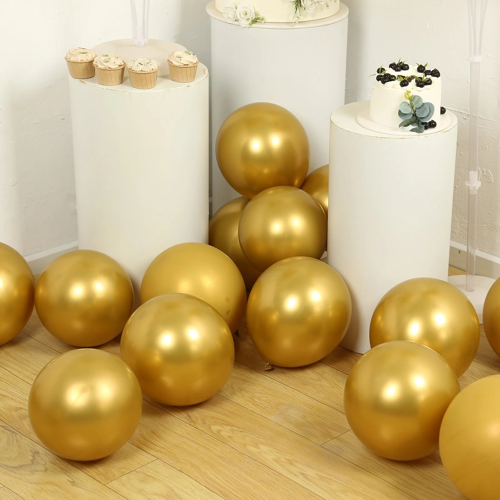 50 Pack Metallic Gold Biodegradable Balloons, Thick Chrome Latex Party Balloons - 12" - Image 2