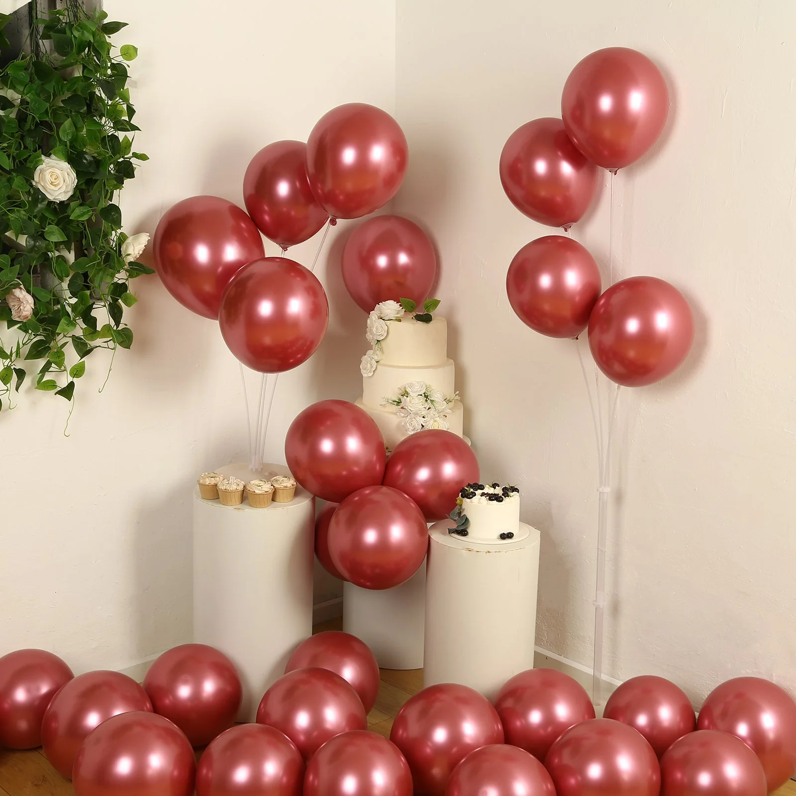 50 Pack Metallic Pink Biodegradable Balloons, Thick Chrome Latex Party Balloons - 12" - Image 7