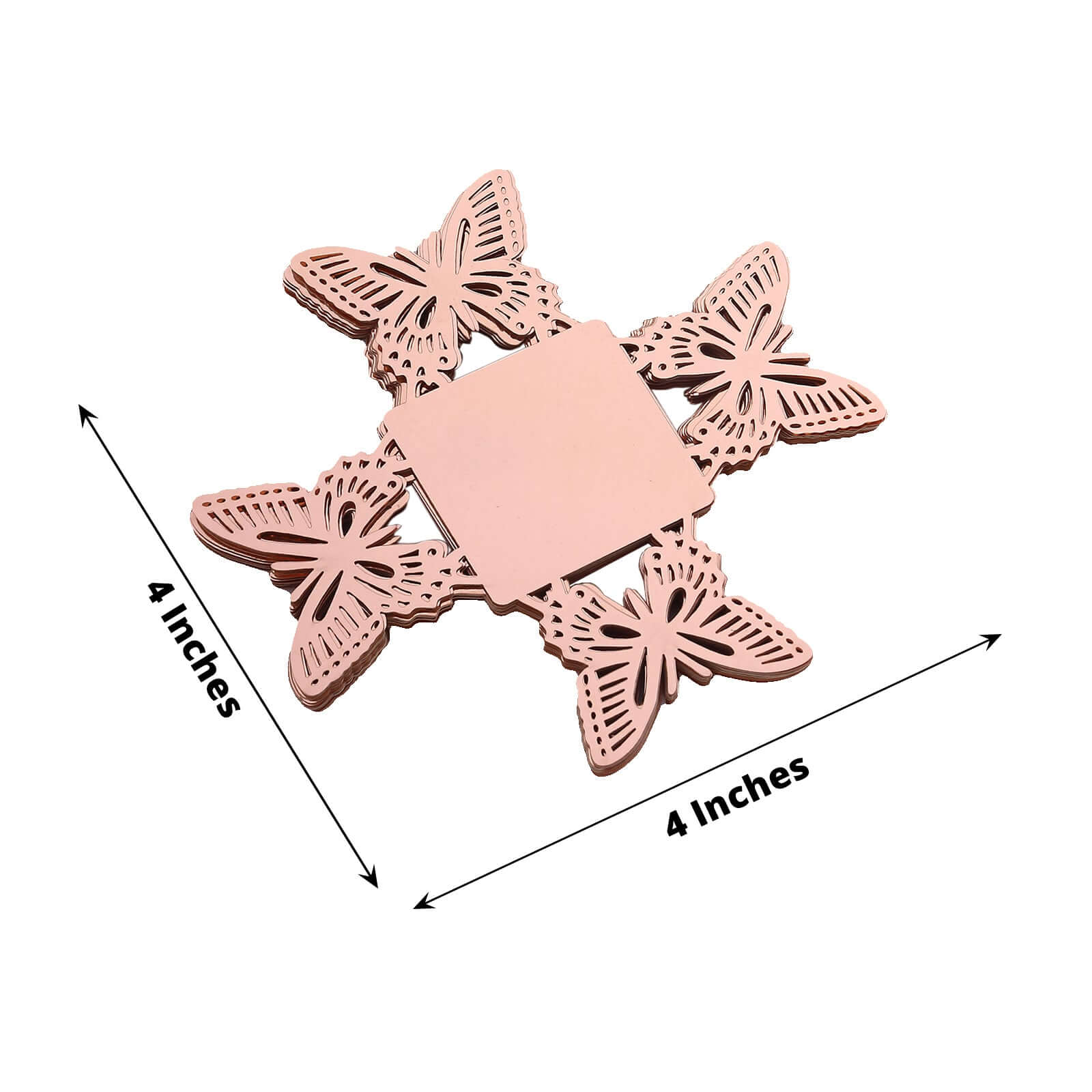 50-Pack Mini Paper Truffle Cup Liners 4" Square Design Metallic Rose Gold Butterfly - 225GSM Cupcake Tray Wrappers - Image 3
