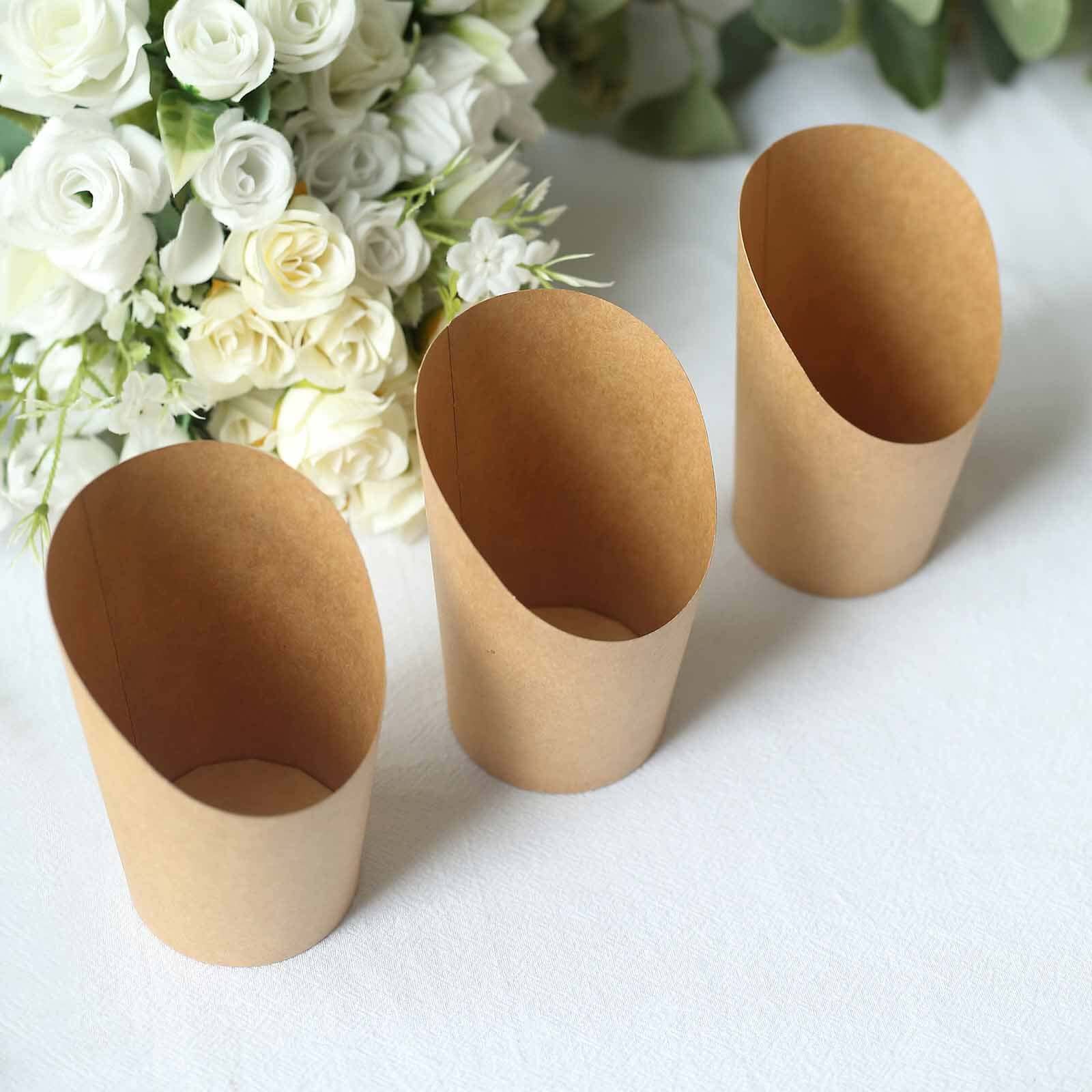 50-Pack Natural Brown Paper Popcorn Box Snack Cups 14oz, Disposable Appetizer Cone Cups - Sturdy and Food Grade - Image 2