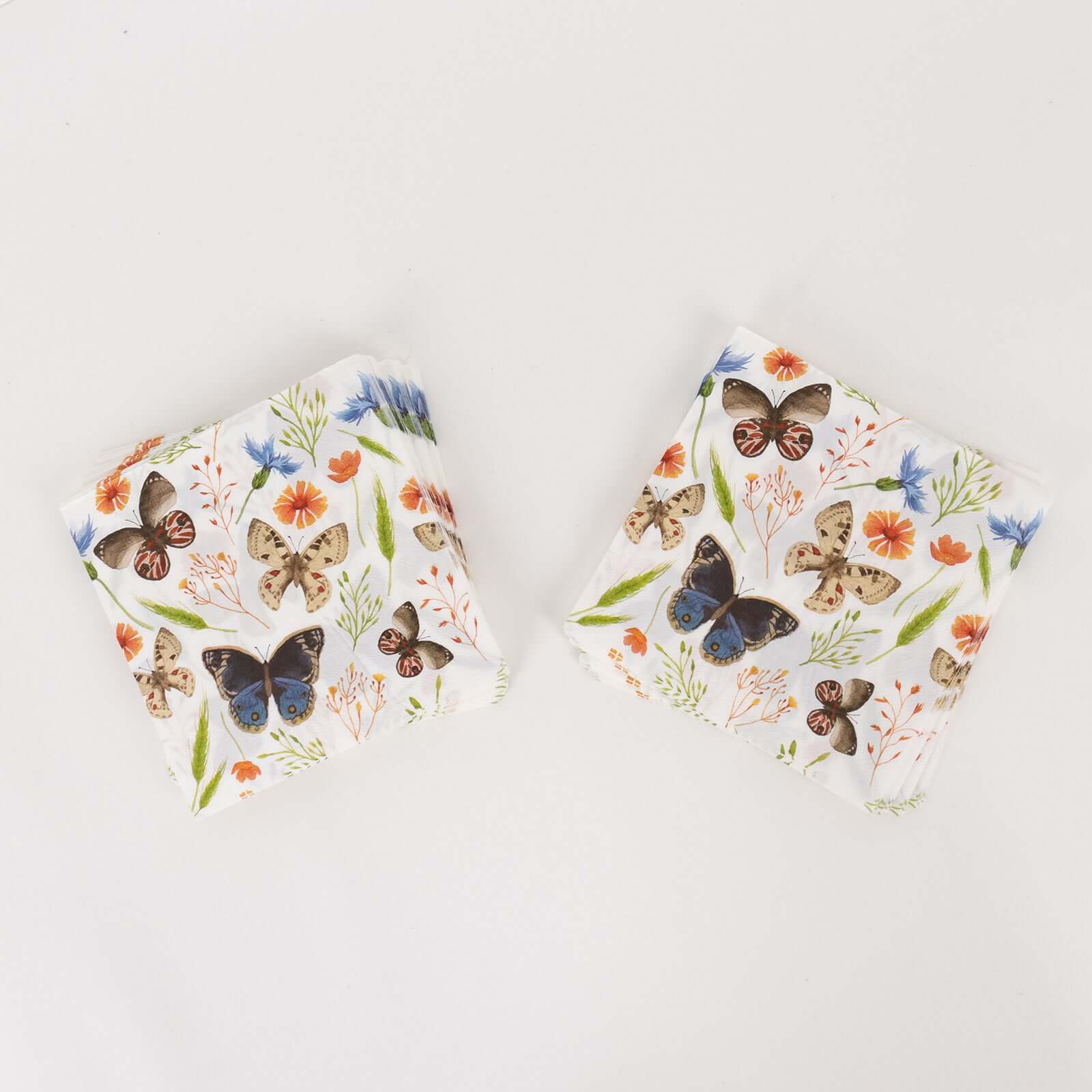 50-Pack Paper Beverage Napkins 2 Ply Ivory with Field Herbs and Butterfly Print 6.5"x6.5" - Stylish Garden Party Disposable Napkins 18GSM - Image 12