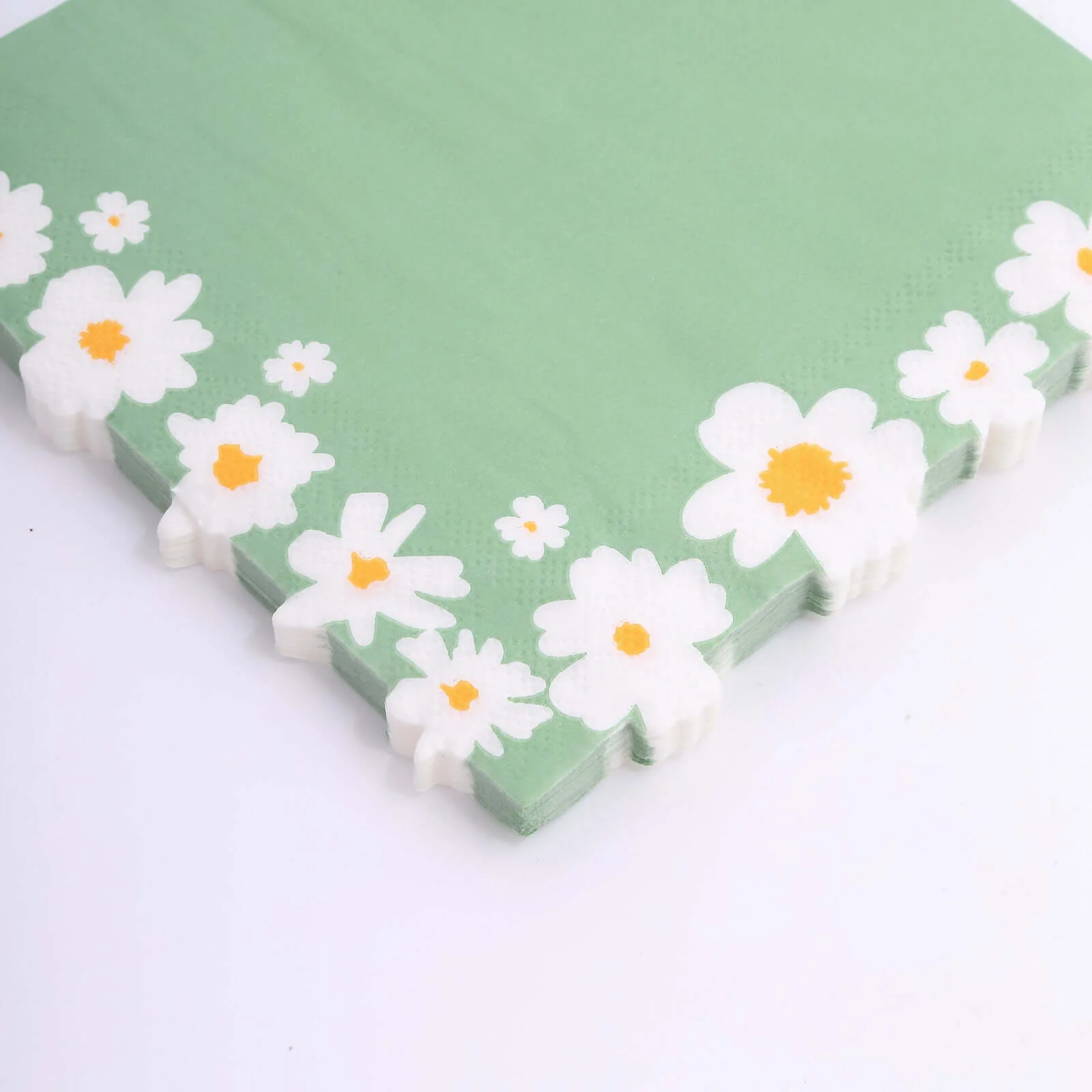 20-Pack Paper Beverage Napkins 2 Ply Sage Green with Daisy Flower Design 6.5"x6.5" - Soft 2-Ply Disposable Beverage Napkins 18GSM - Image 13