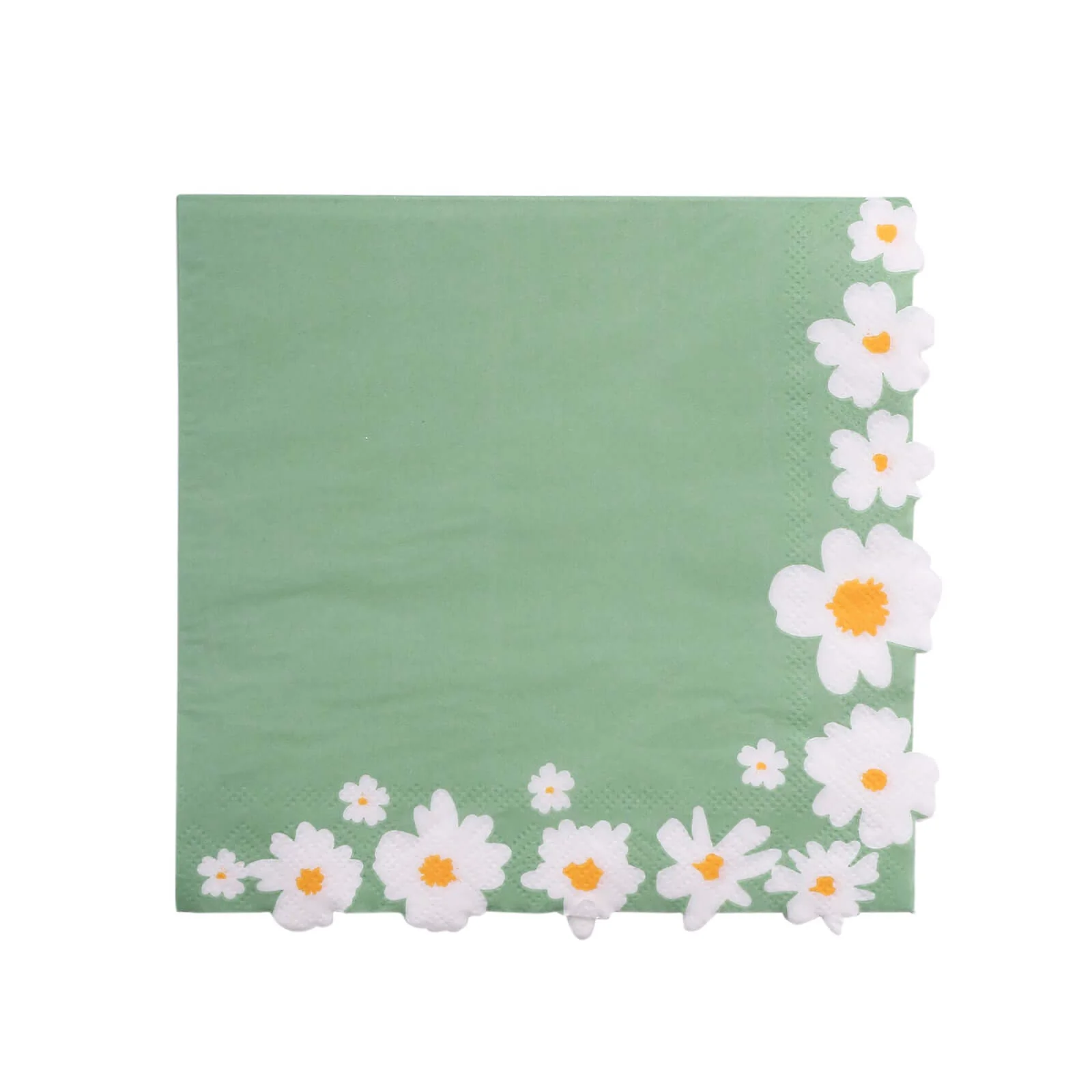 20-Pack Paper Beverage Napkins 2 Ply Sage Green with Daisy Flower Design 6.5"x6.5" - Soft 2-Ply Disposable Beverage Napkins 18GSM - Image 7