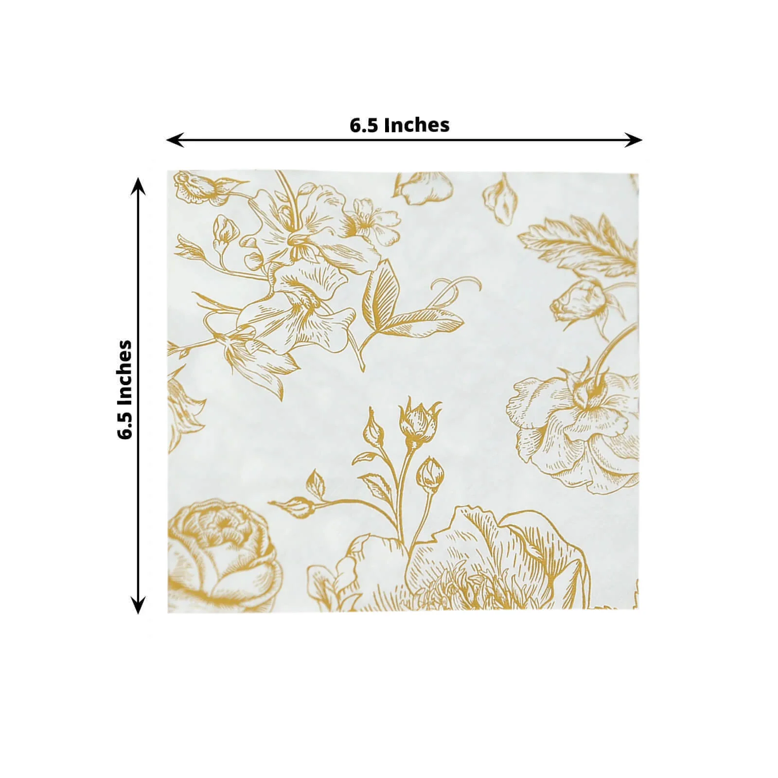 50-Pack Paper Cocktail Napkins 2 Ply White with Gold French Toile Floral Pattern - Soft and Highly Absorbent Beverage Napkins - Image 2