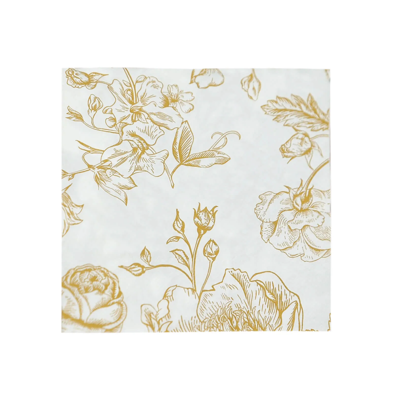 50-Pack Paper Cocktail Napkins 2 Ply White with Gold French Toile Floral Pattern - Soft and Highly Absorbent Beverage Napkins - Image 7