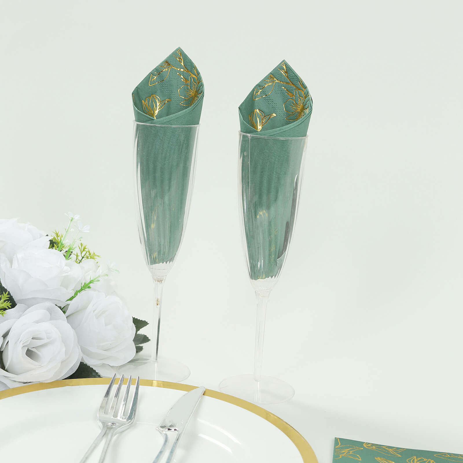 50-Pack Paper Dinner Napkins 2-Ply Dusty Sage Green with Gold Magnolia Flowers Print - Soft and Highly Absorbent Party Napkins - Image 6