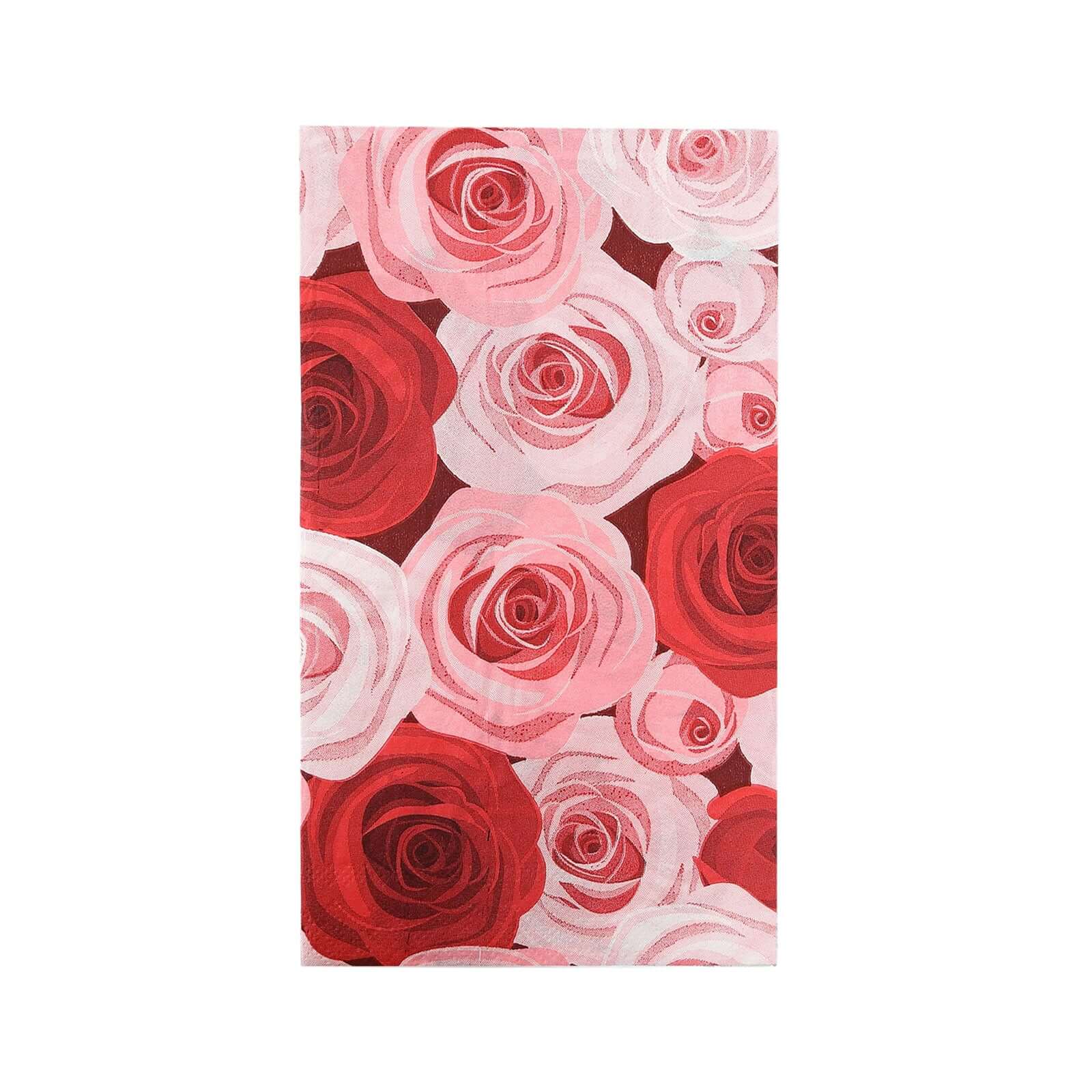 50-Pack Paper Dinner Napkins 2 Ply Red/Pink with Floral Rose Print - Soft Disposable Garden Style Napkins - Image 7
