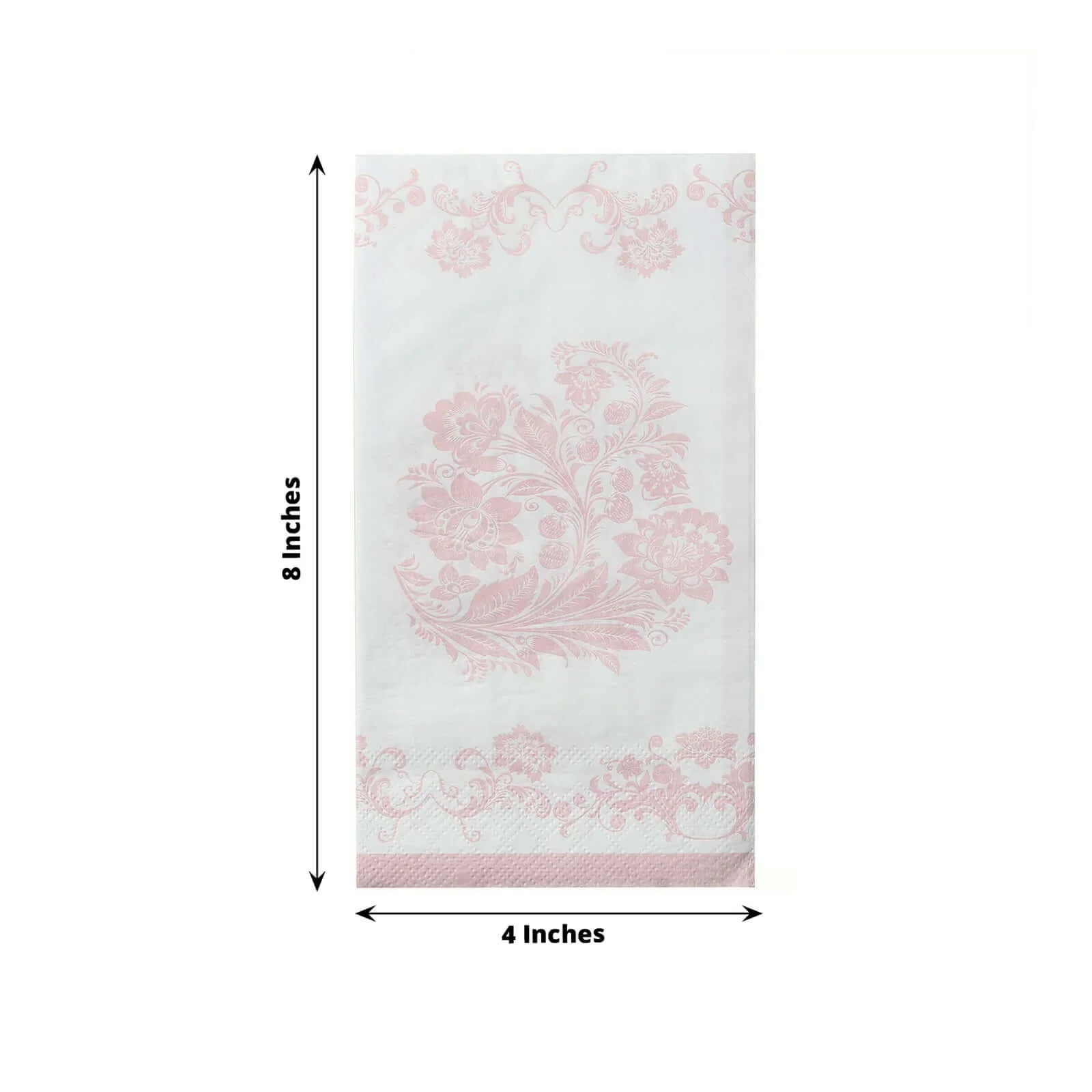 50-Pack Paper Dinner Napkins 2-Ply White with Pink Damask Floral Pattern - Soft and Absorbent Disposable Napkins - Image 3