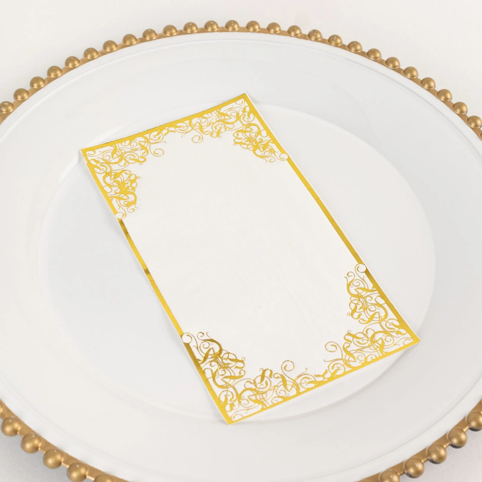 50-Pack Paper Dinner Napkins 8"x4" White with Gold Foil Lace Design - Soft 2 Ply European Style Napkins - Image 11