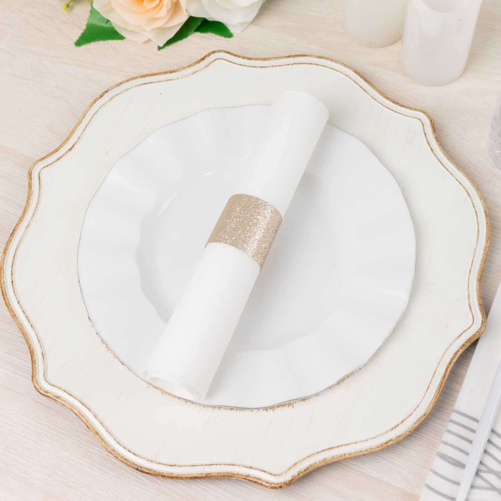 50-Pack Paper Napkin Rings 1.5" Beige Glitter - Disposable Napkin Holders for Parties - Image 9