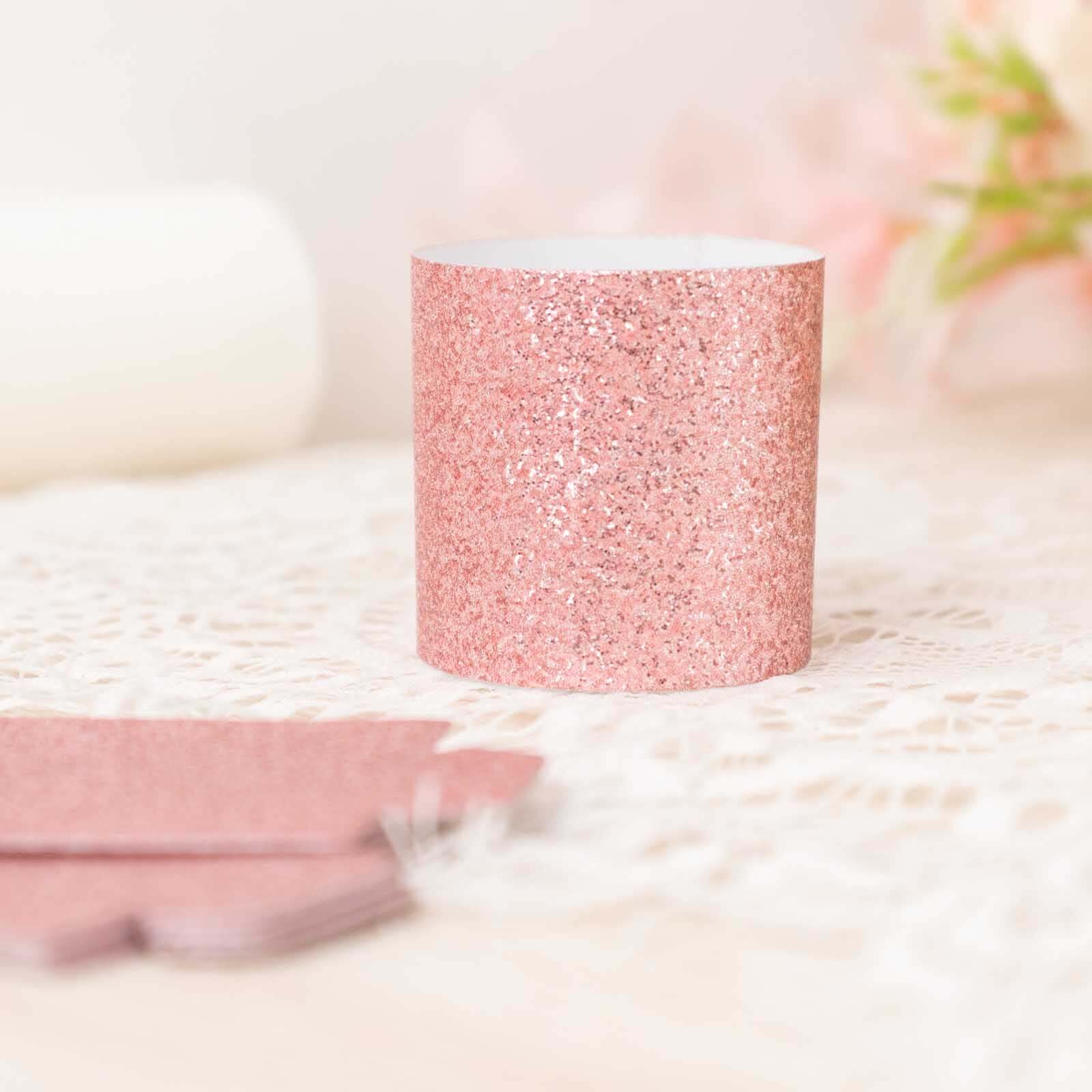 50-Pack Paper Napkin Rings 1.5" Rose Gold Glitter - Disposable Napkin Holders for Parties - Image 13