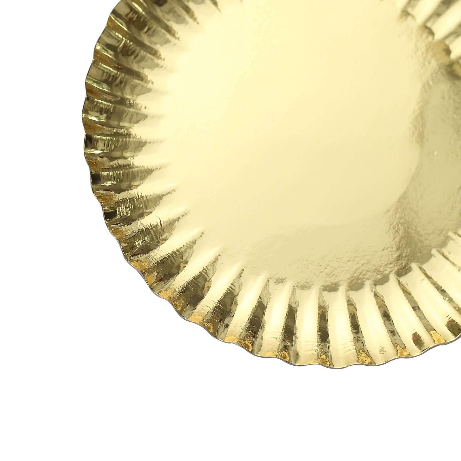 50-Pack Paper Round Dessert Plates 5" Metallic Gold - Image 13