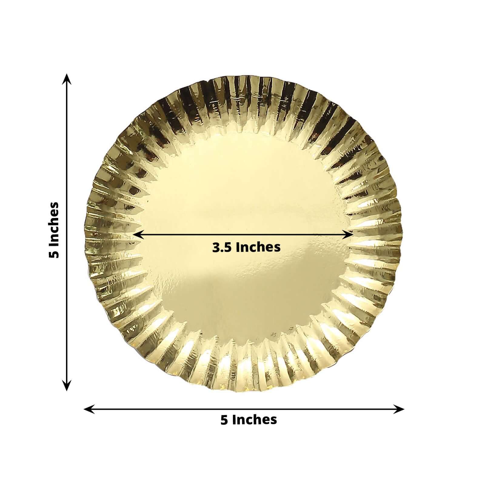 50-Pack Paper Round Dessert Plates 5" Metallic Gold - Image 3