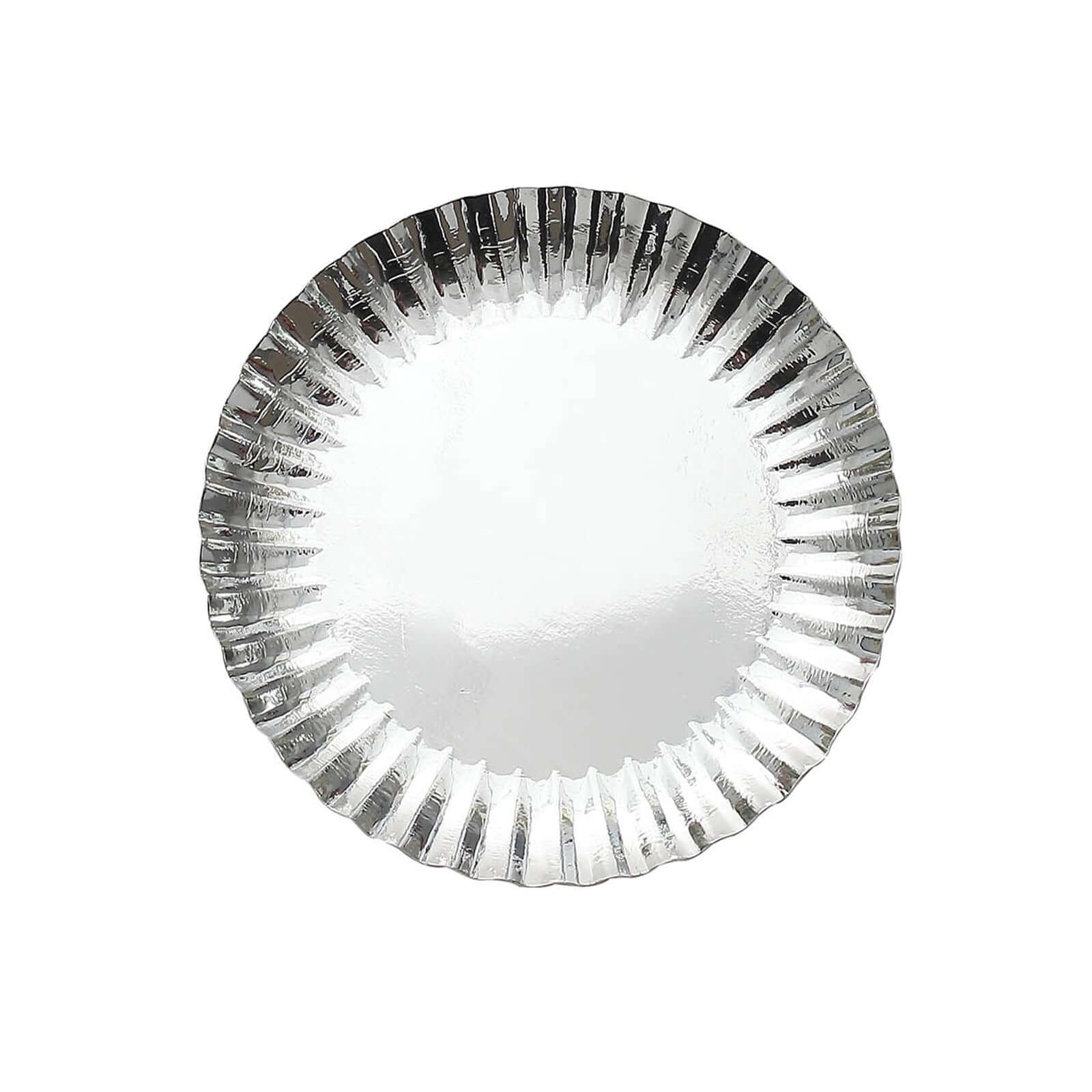 50-Pack Paper Round Dessert Plates 5" Metallic Silver with Scalloped Rim - 250GSM Disposable Appetizer Party Plates - Image 8
