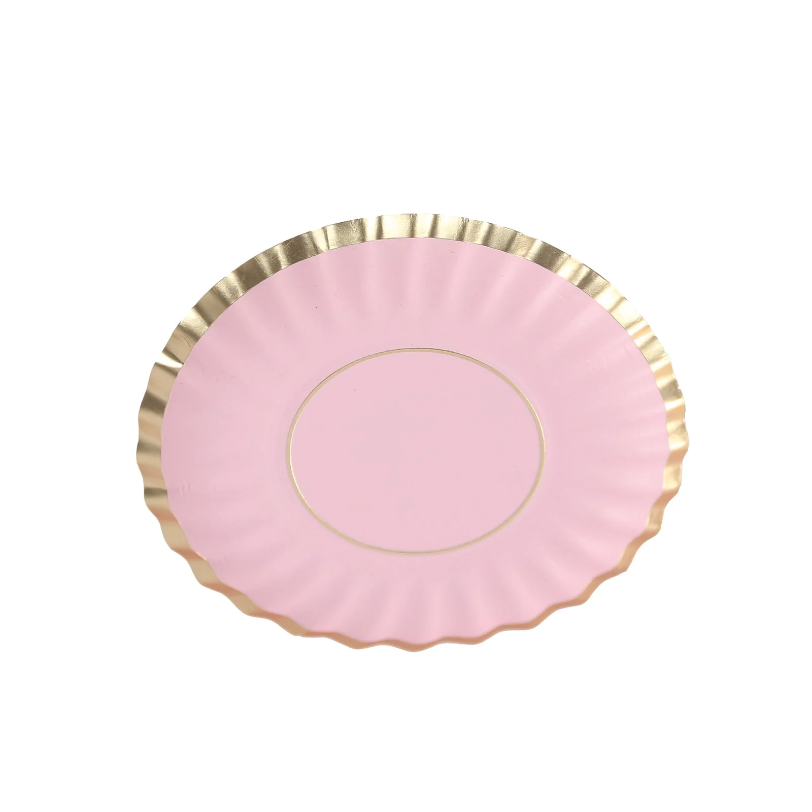 50-Pack Paper Round Party Plates 3.5" Blush with Gold Scalloped Rim - 250GSM Disposable Mini Dessert Plates - Image 12