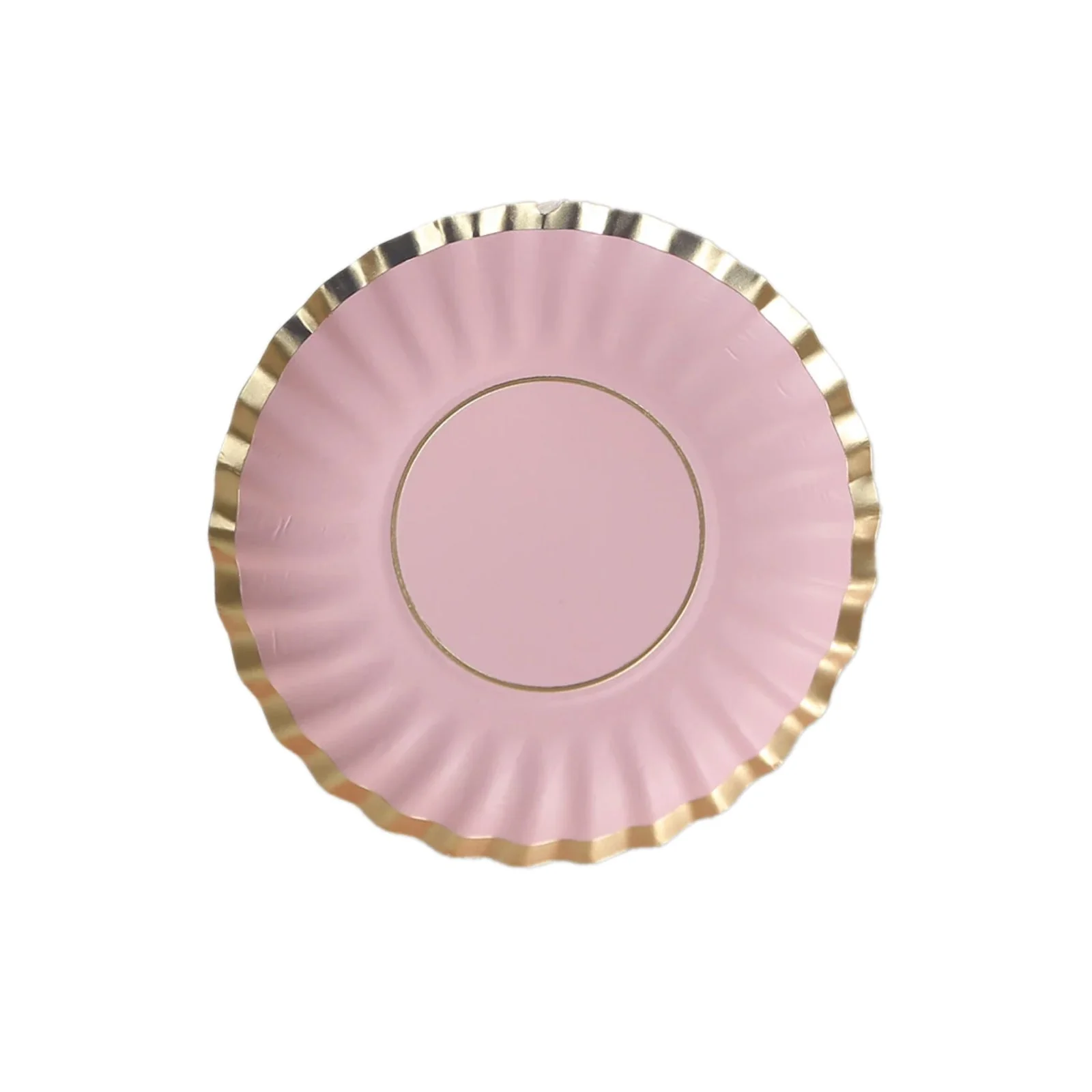 50-Pack Paper Round Party Plates 3.5" Blush with Gold Scalloped Rim - 250GSM Disposable Mini Dessert Plates - Image 8