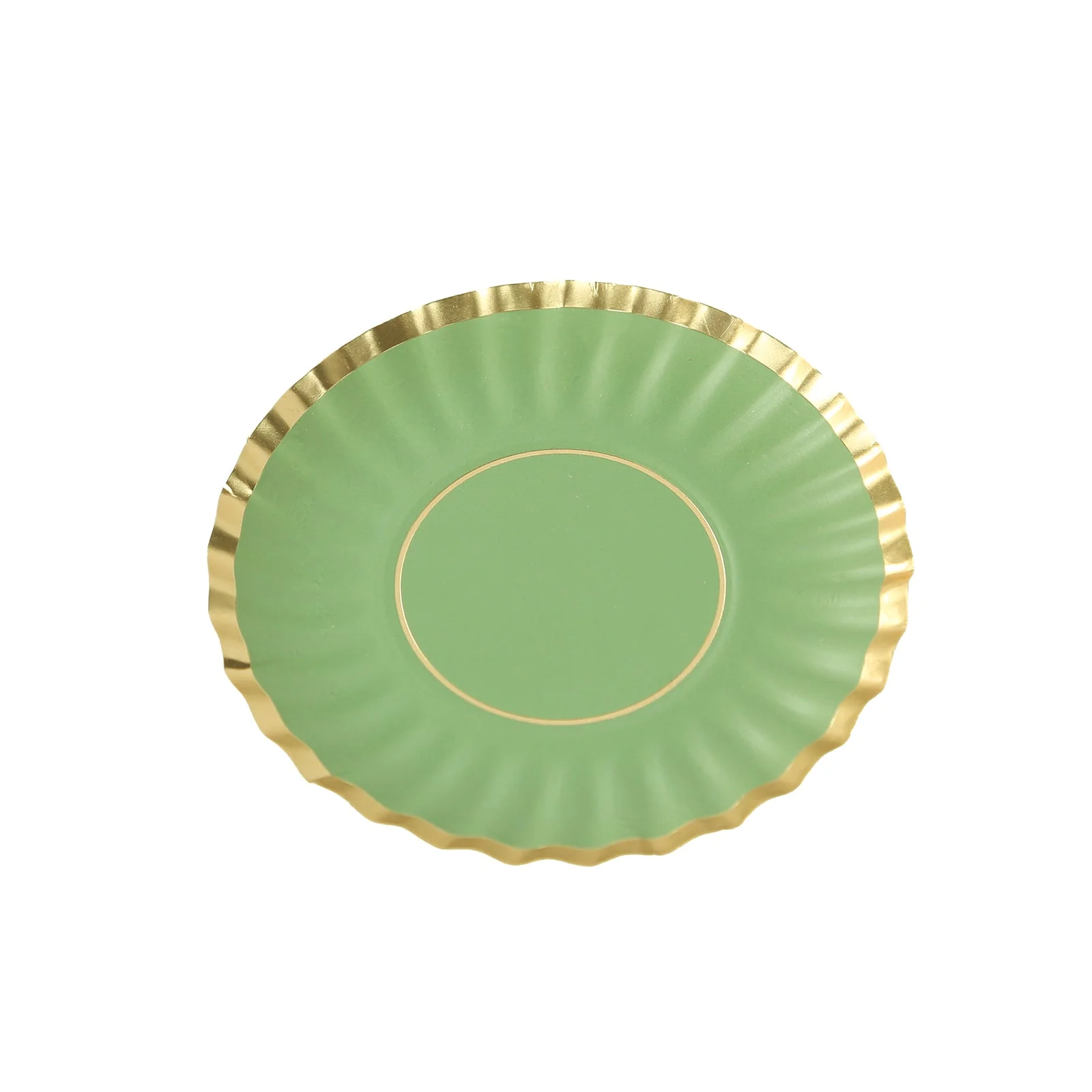 50-Pack Paper Round Party Plates 3.5" Dusty Sage Green with Gold Scalloped Rim - 250GSM Disposable Mini Dessert Plates - Image 11