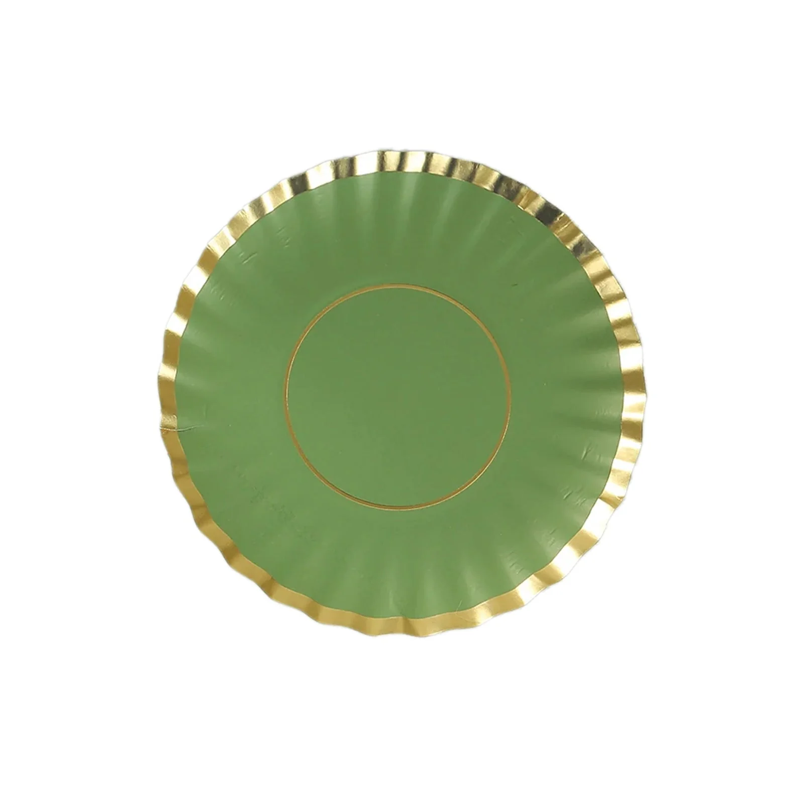 50-Pack Paper Round Party Plates 3.5" Dusty Sage Green with Gold Scalloped Rim - 250GSM Disposable Mini Dessert Plates - Image 7