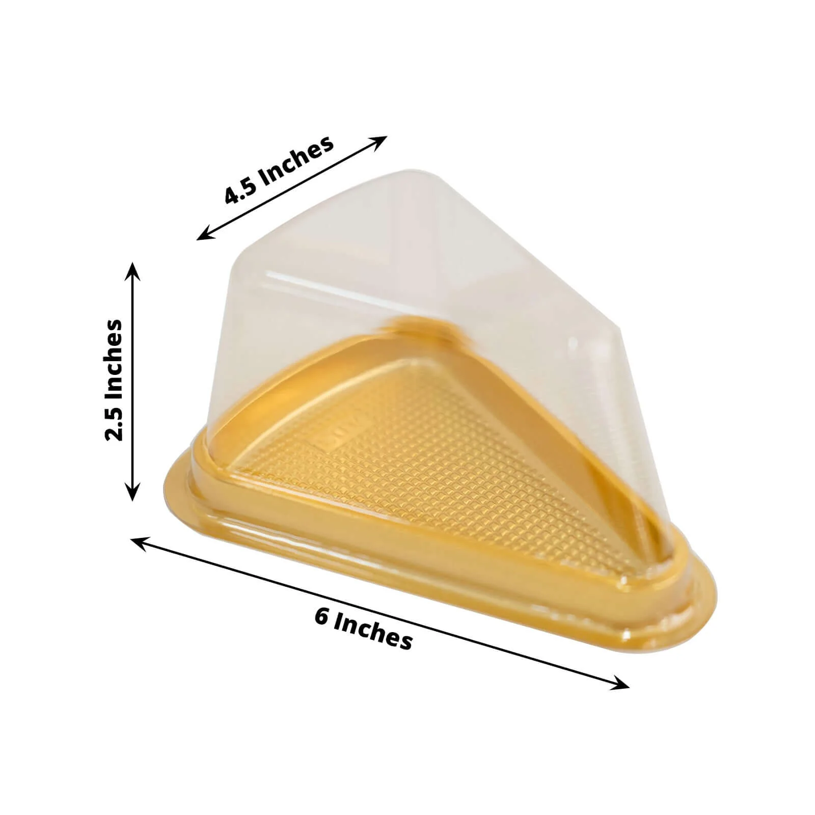 50-Pack Plastic Cake Slice Containers 6"x4.5"x2.5" Gold - Image 3