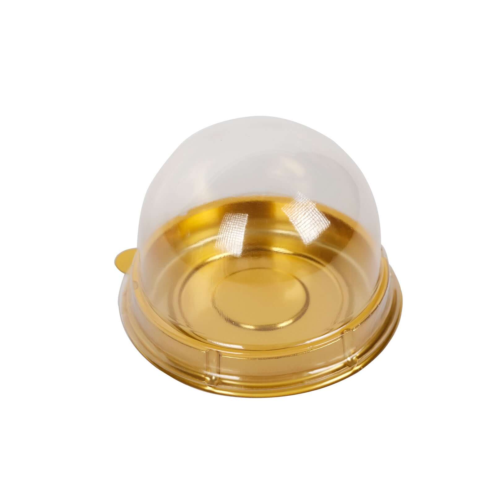 50-Pack Plastic Cupcake Favor Containers 3" Round Dome Design Gold and Clear - Party Boxes for Treat Displays - Image 8