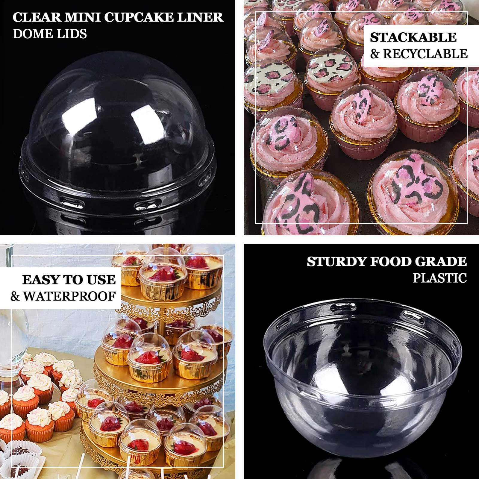 50-Pack Plastic Dome Lids For Cupcake Liners 3" Clear - Food Grade Disposable Baking Cake Cup Lids for Catering Events Bakery-Packaging & Seasonal Gatherings - Image 4