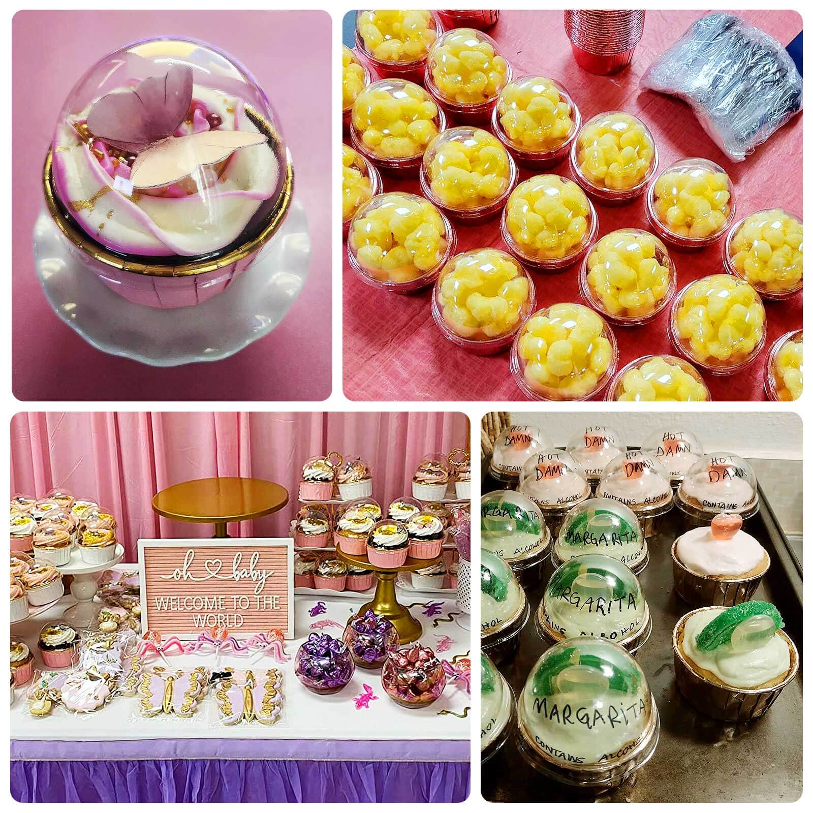 50-Pack Plastic Dome Lids For Cupcake Liners 3" Clear - Food Grade Disposable Baking Cake Cup Lids for Catering Events Bakery-Packaging & Seasonal Gatherings - Image 5