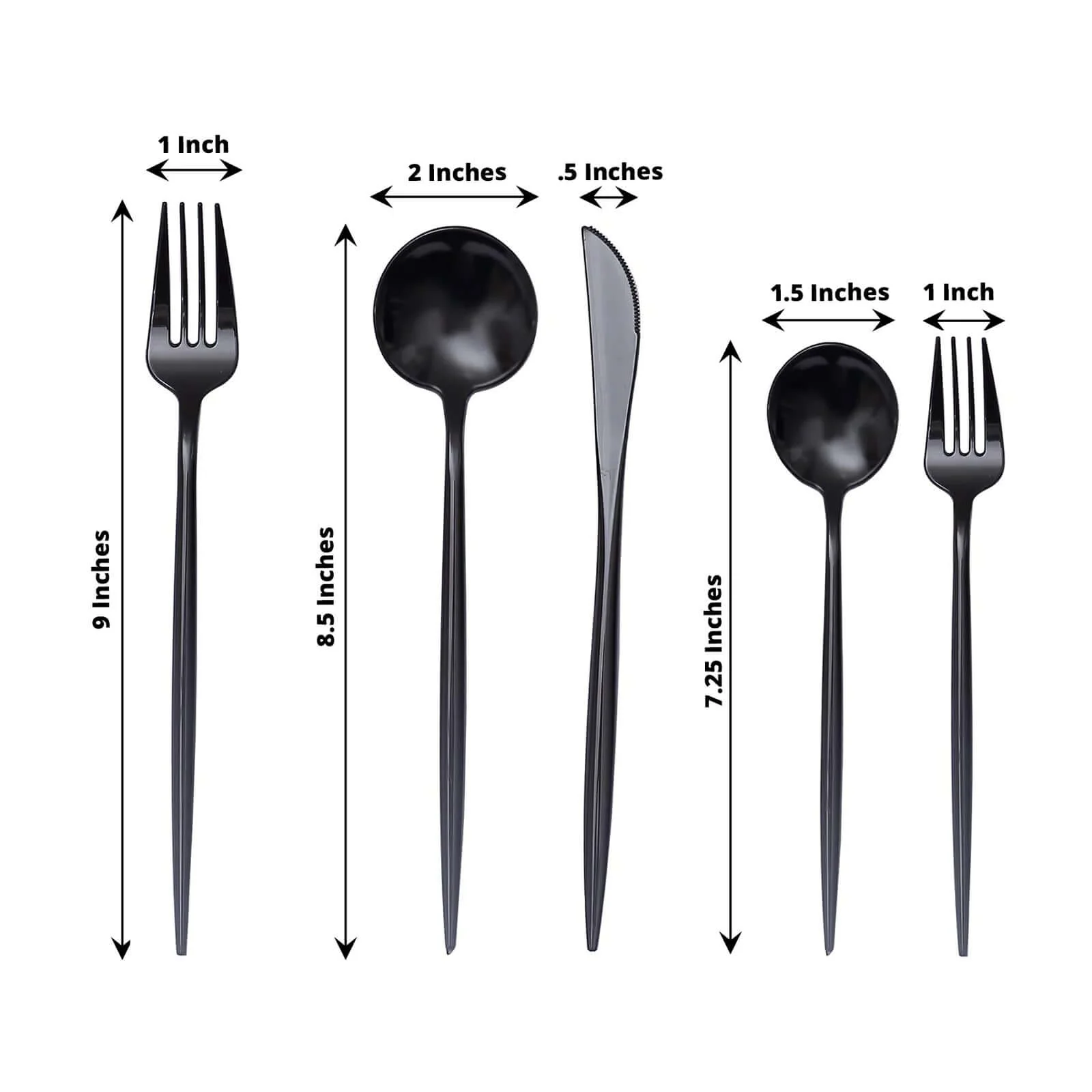50-Pack Plastic Utensil Set Black - Heavy Duty Premium Disposable Sleek Flatware - Image 3