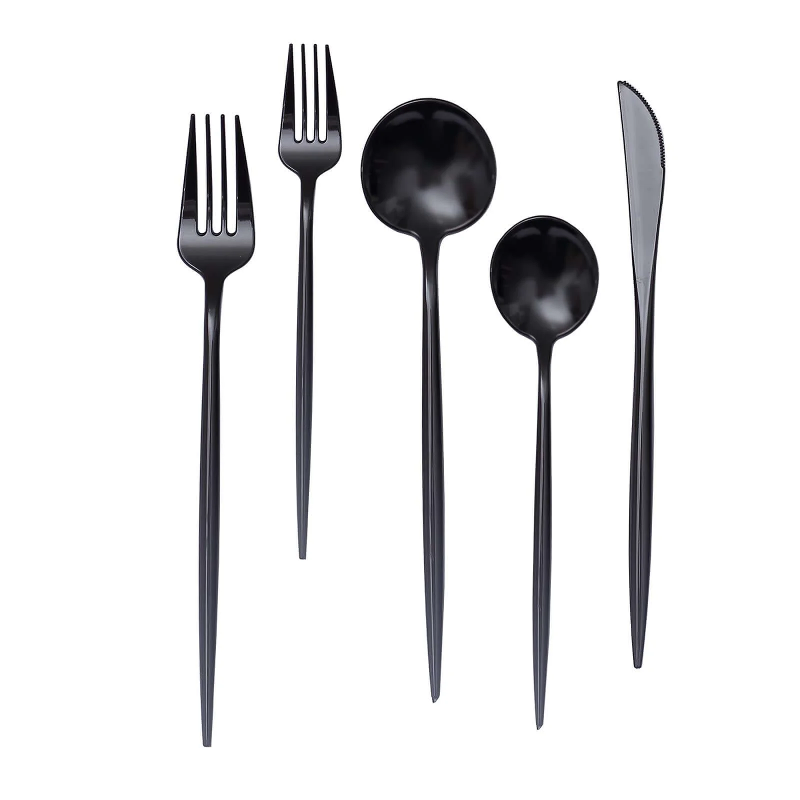 50-Pack Plastic Utensil Set Black - Heavy Duty Premium Disposable Sleek Flatware - Image 6
