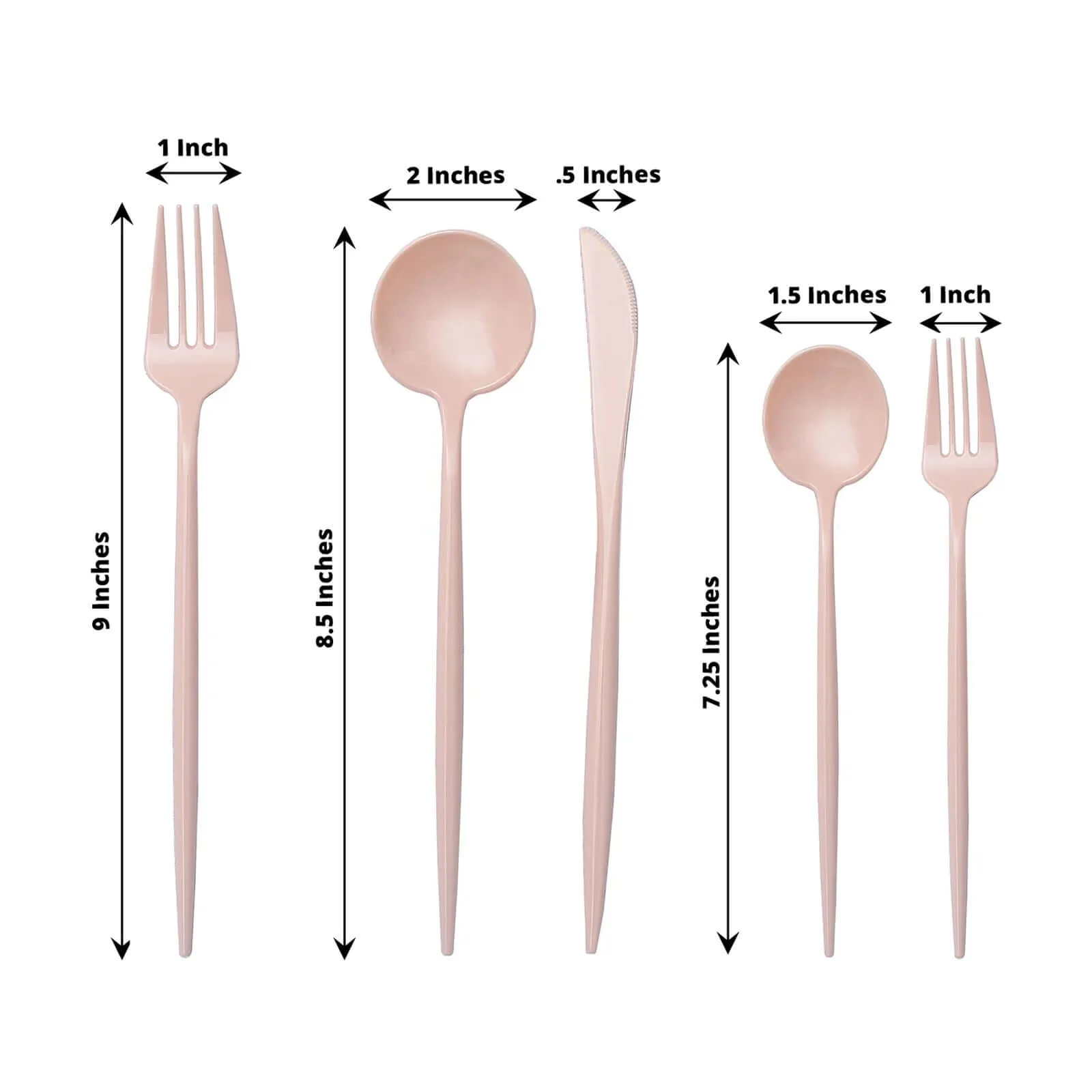 50-Pack Plastic Utensil Set Blush Pink - Heavy Duty Premium Disposable Sleek Flatware - Image 3